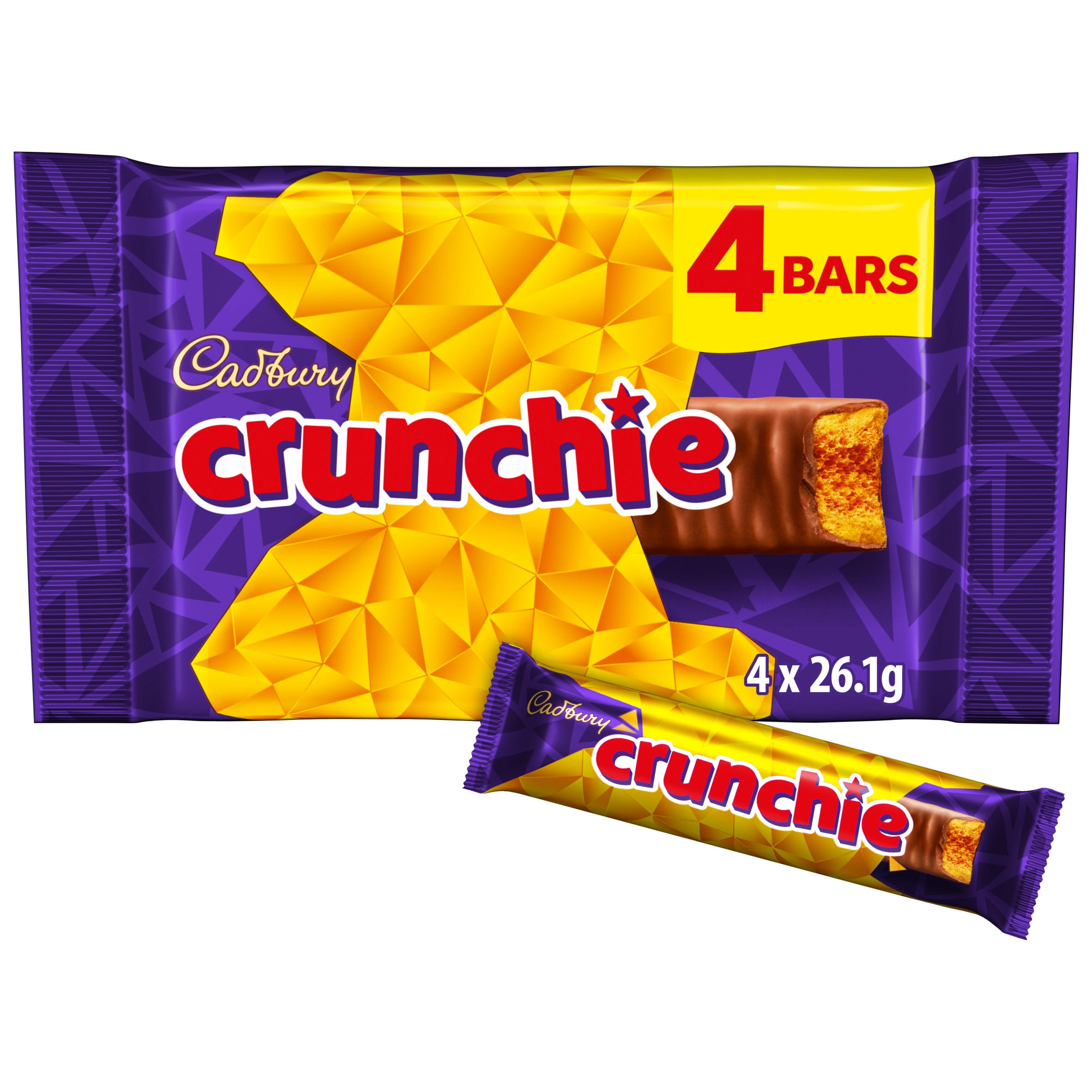 Cadbury Crunchie Chocolate Bar 4 Pack Multipack 104.4g (4 x 26.1g)