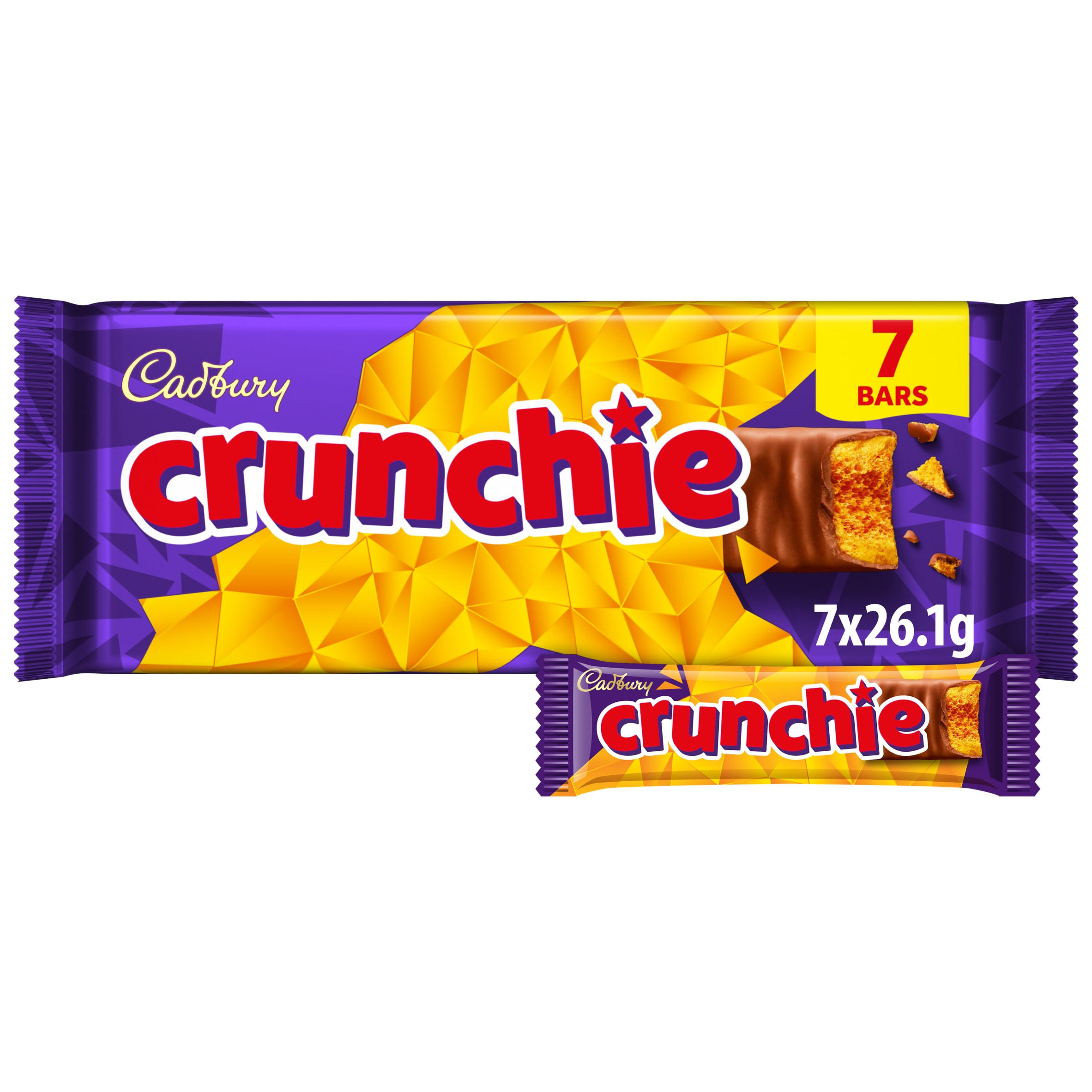 Iceland Cadbury Crunchie Chocolate Bar 7 Pack Multipack 182.7g (7 x 26.1g)