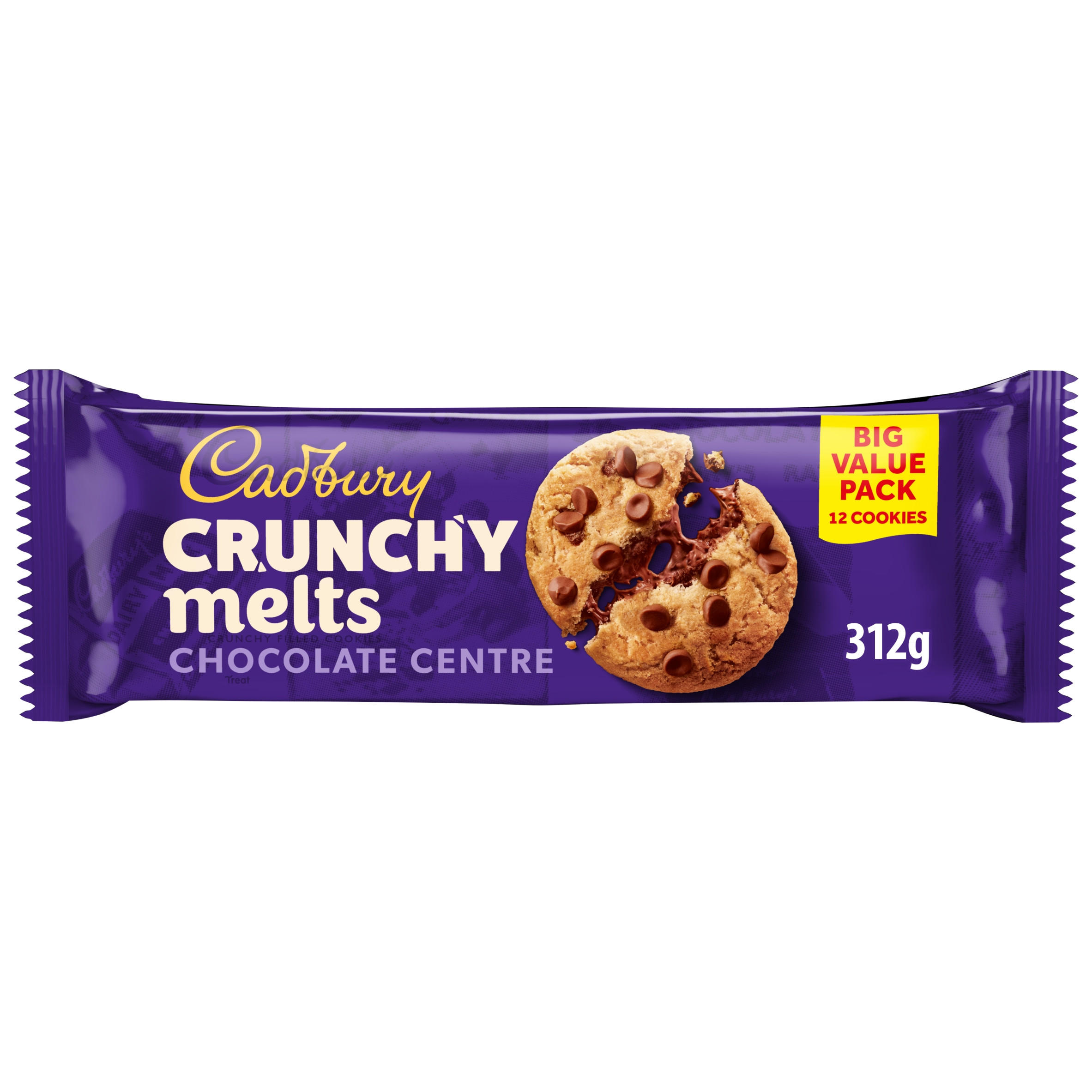 Cadbury Crunchy Melts Chocolate Centre Chocolate Chip Cookies 312g