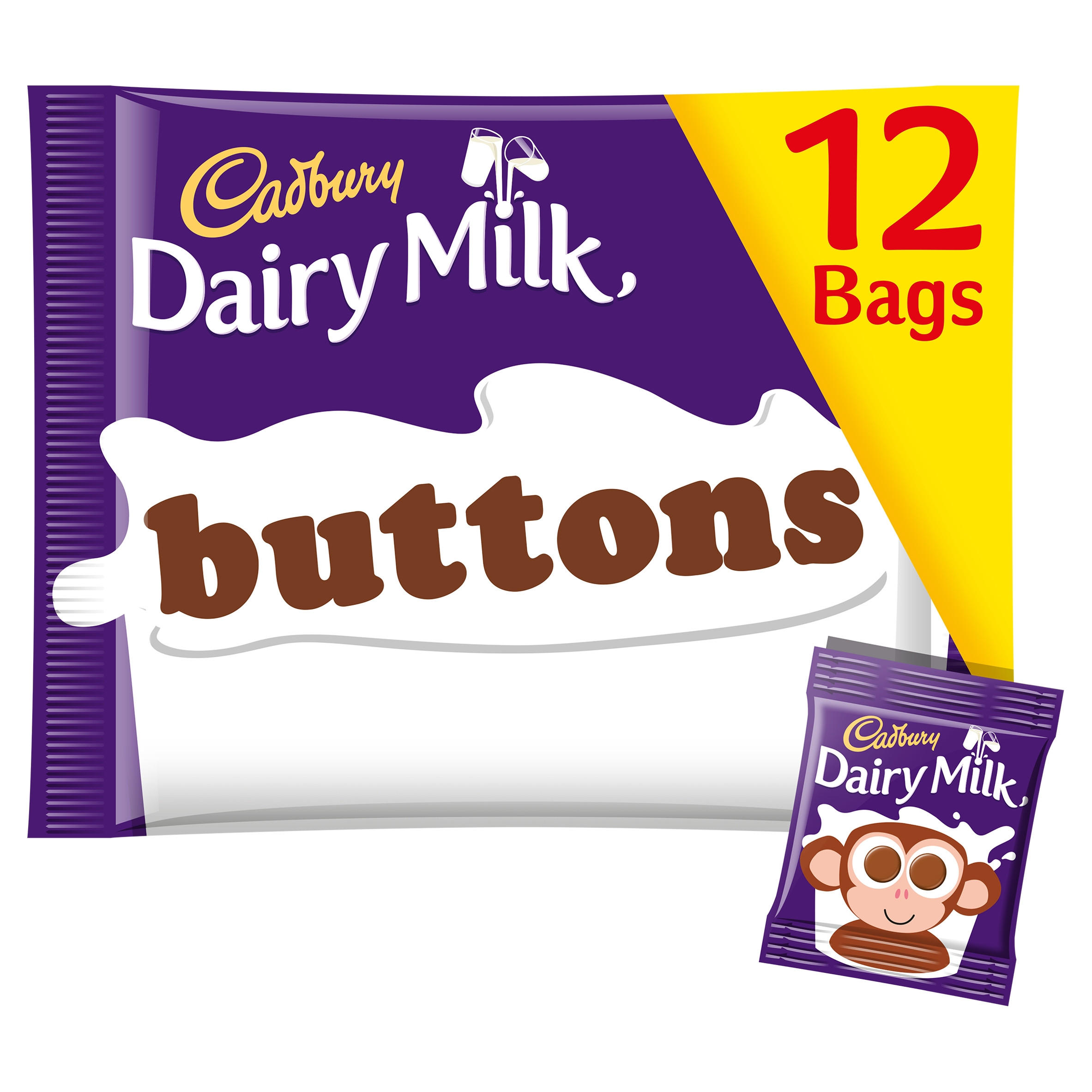 Cadbury Dairy Milk Buttons Chocolate 12 Treatsize Bags 170g Sharing