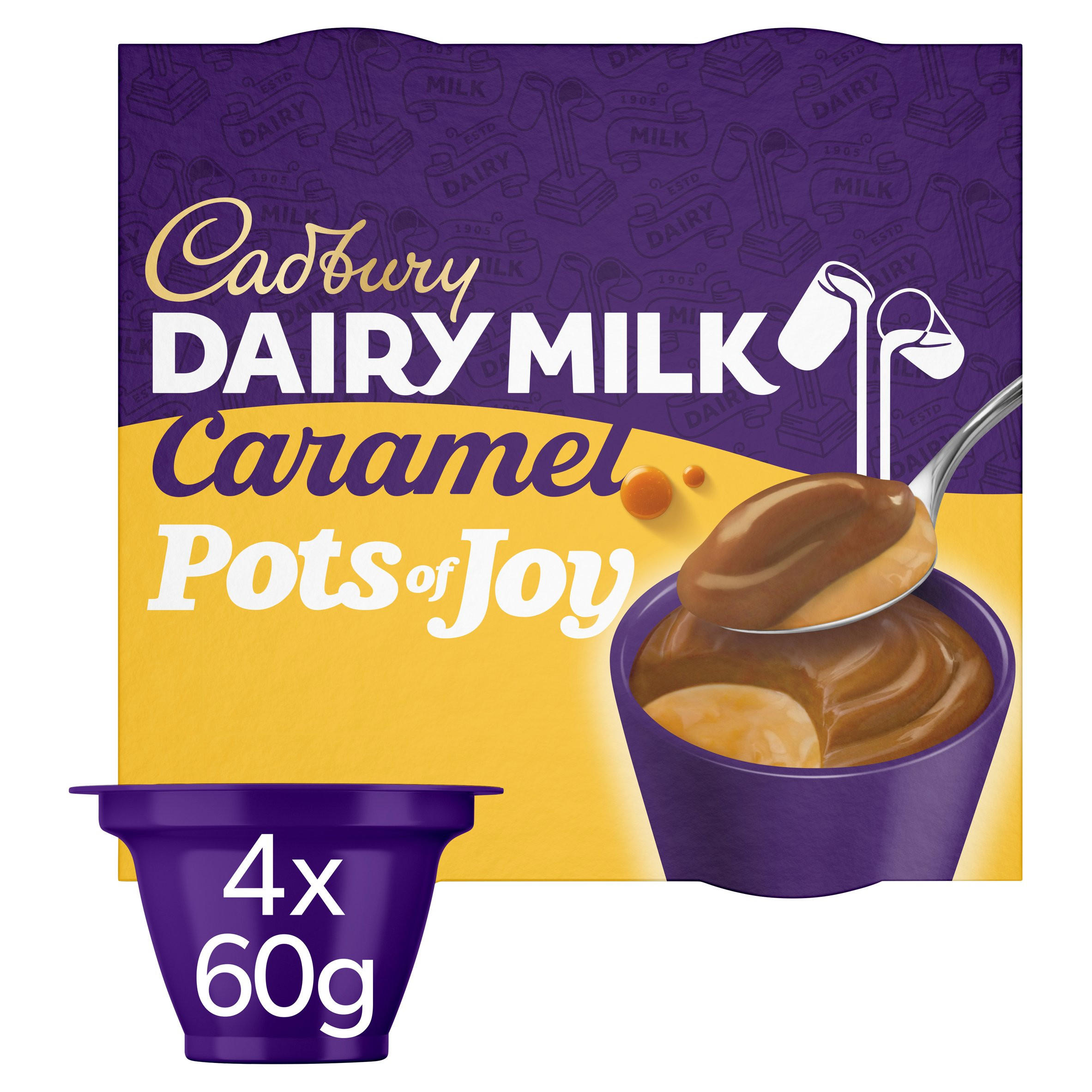 Cadbury Dairy Milk Caramel Pots of Joy 4 x 65g (260g) Chilled Desserts Iceland Foods