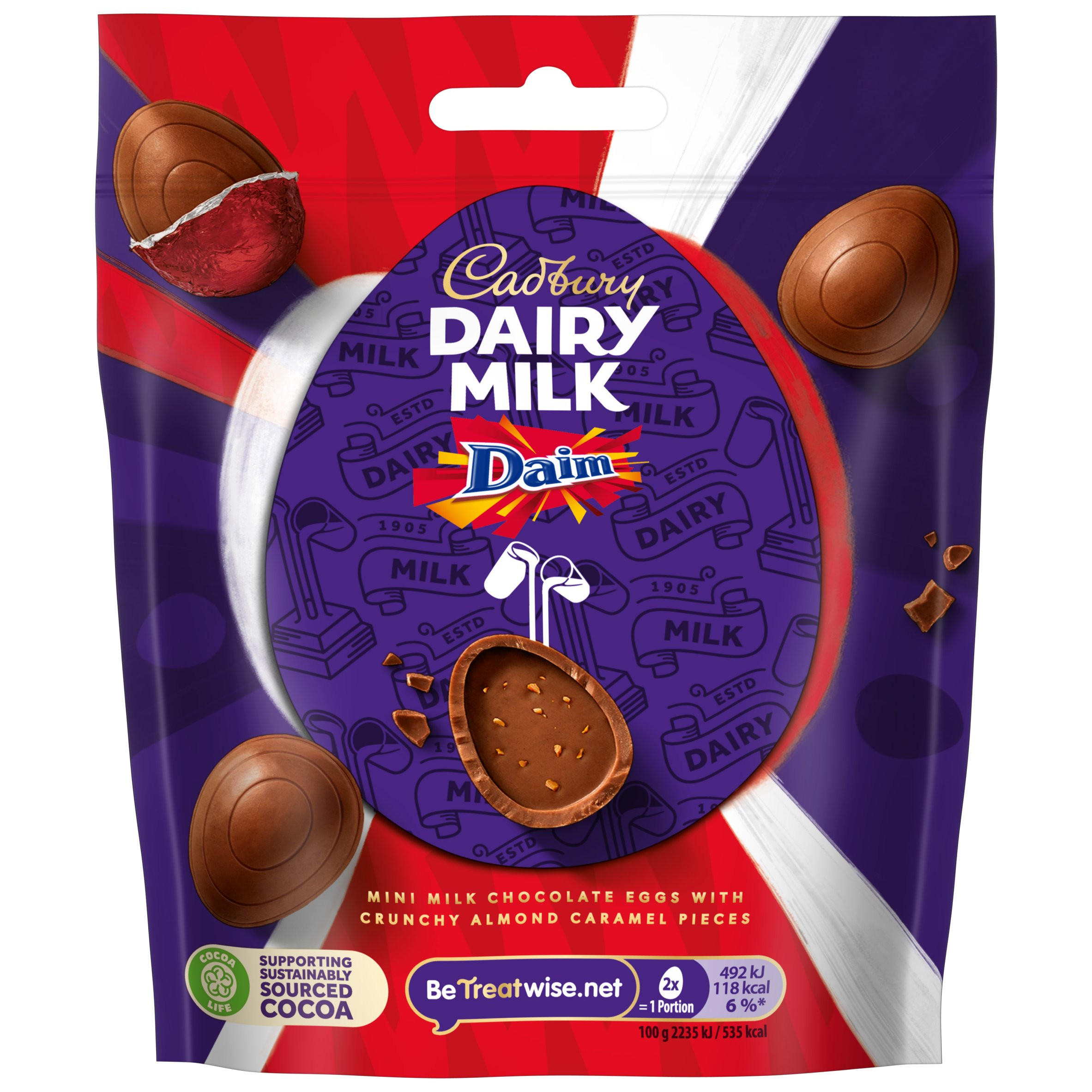 Cadbury Dairy Milk Mini Daim Chocolate Easter Egg Bag 77g Easter
