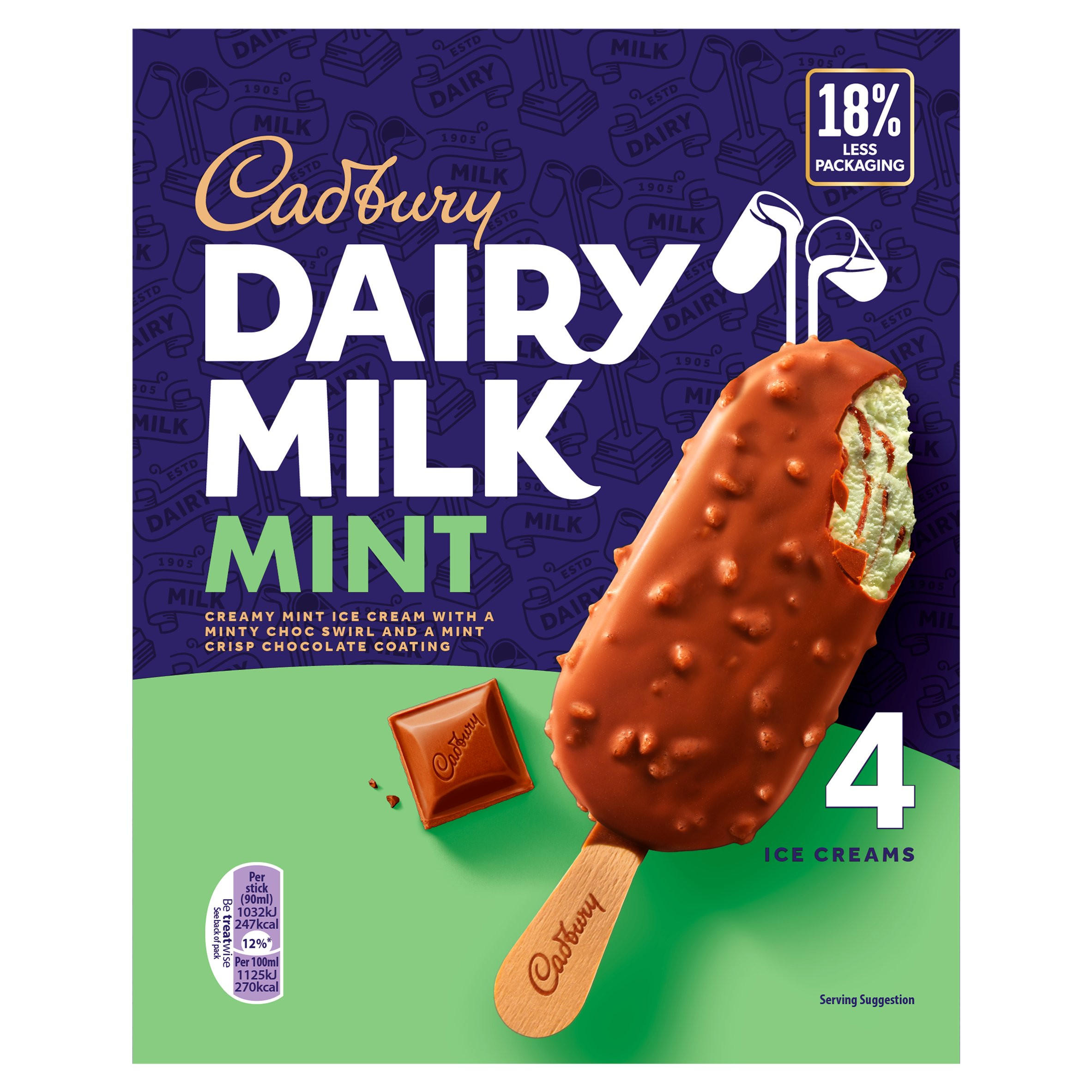 Dairy Milk Mint Ice Cream 4 x 90ml (360ml)