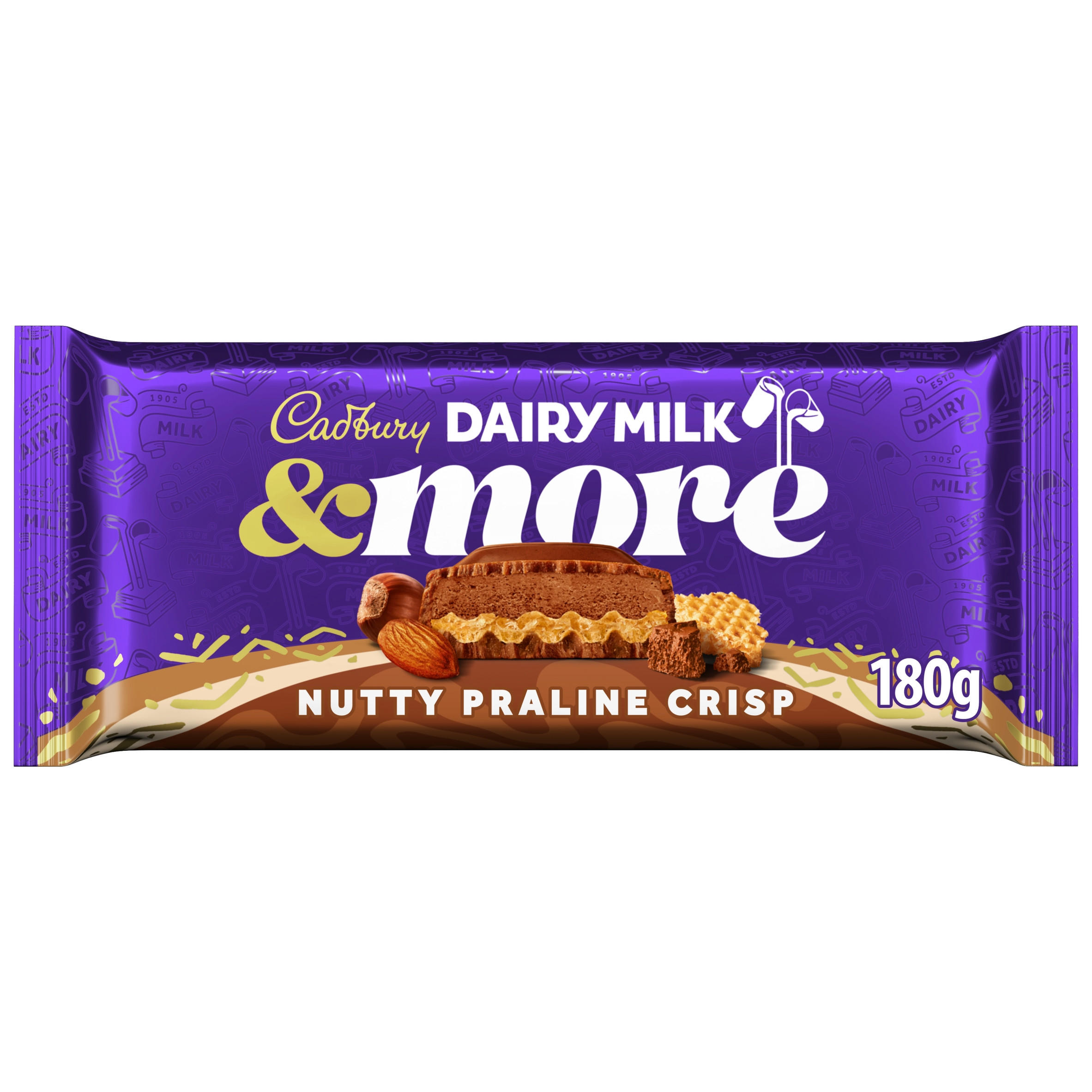 Cadbury Dairy Milk More Nutty Praline Crisp Milk Chocolate Bar 180g