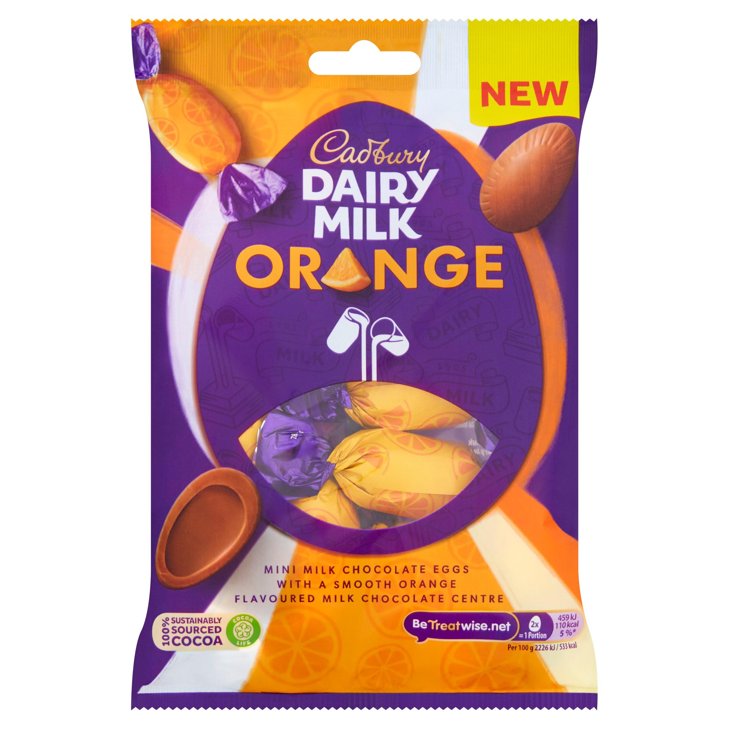 Cadbury Dairy Milk Orange Mini Filled Bag 72g Easter Treats Iceland