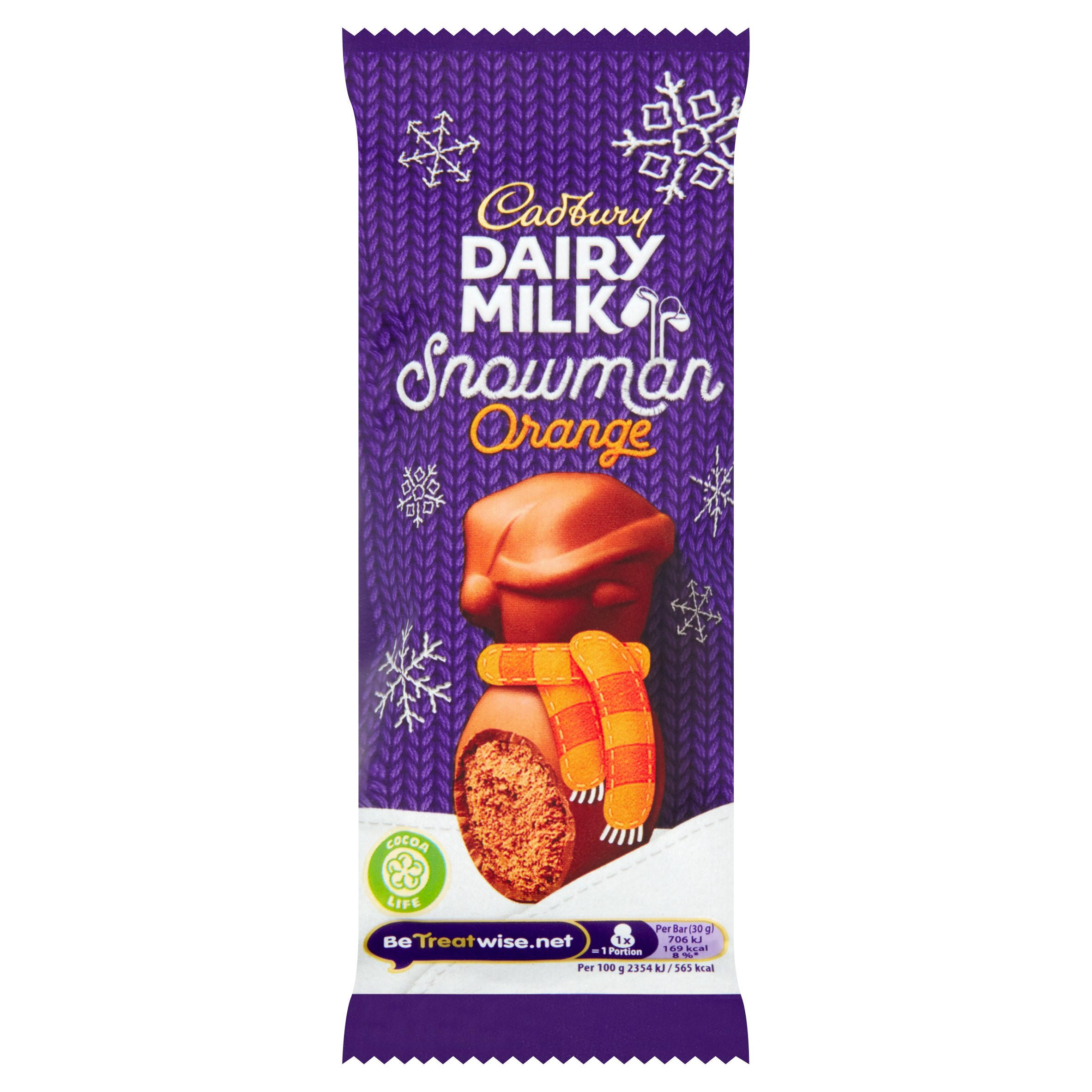 Cadbury Dairy Milk Orange Mousse Snowman Chocolate 30g Single
