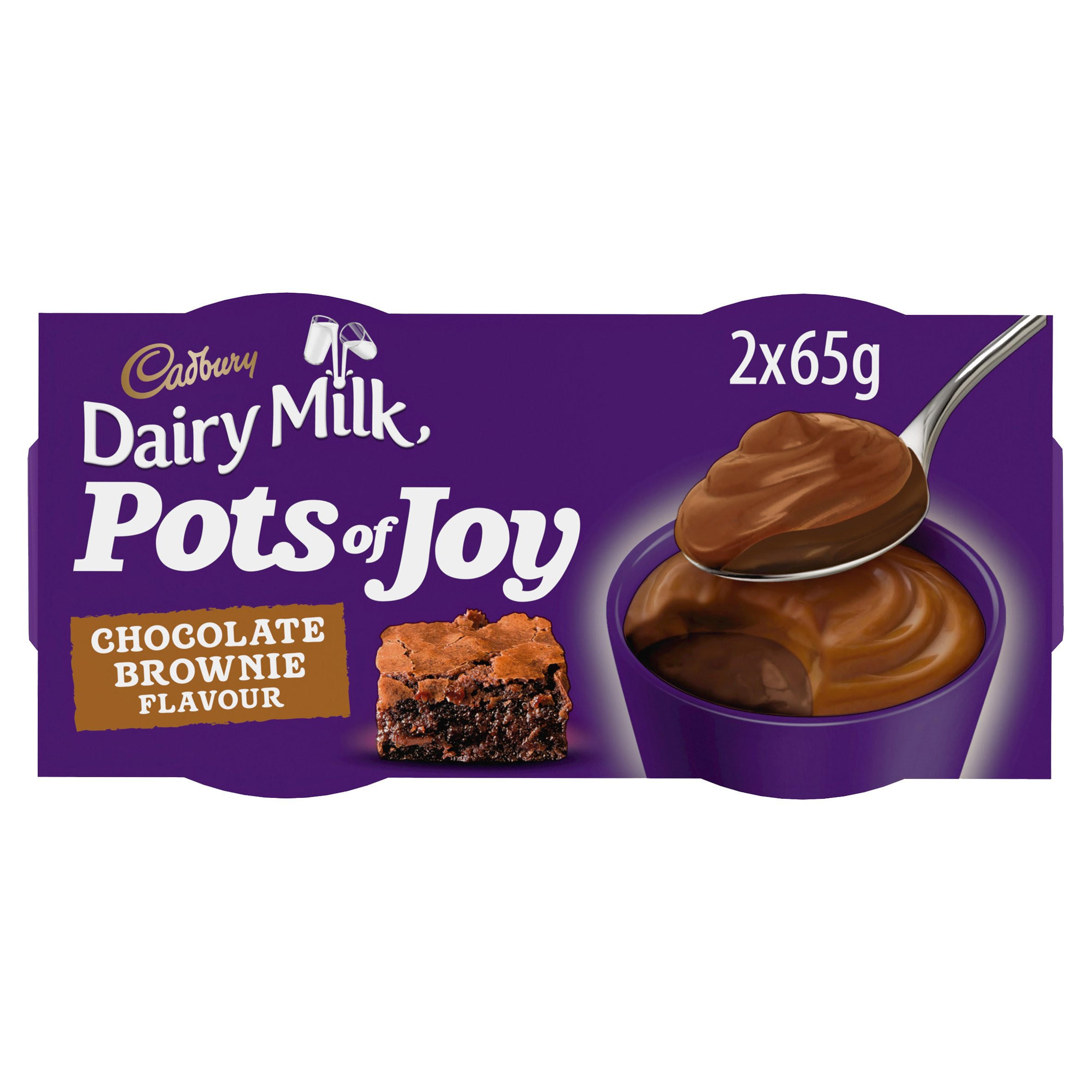 Cadbury Dairy Milk Pots of Joy Chocolate Brownie Flavour 2 x 65g (130g ...