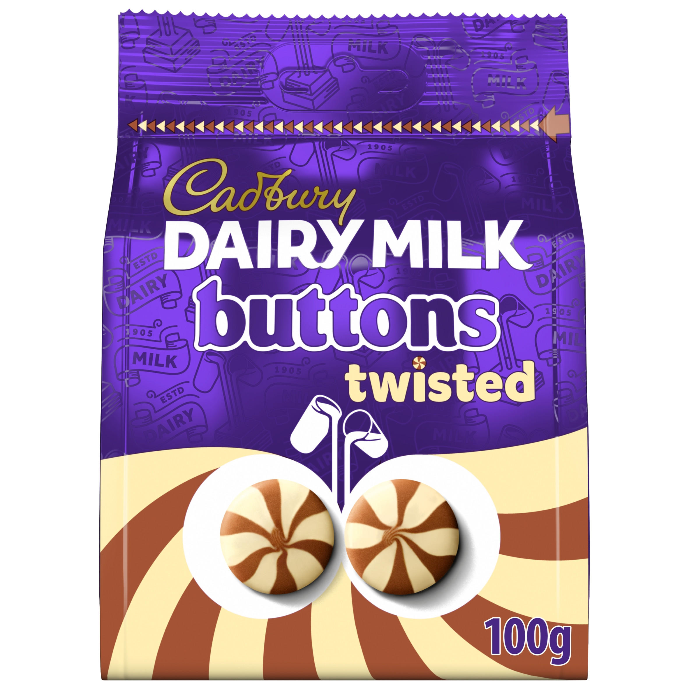 Cadbury Dairy Milk Twisted Milk & White Chocolate Buttons Bag 100g
