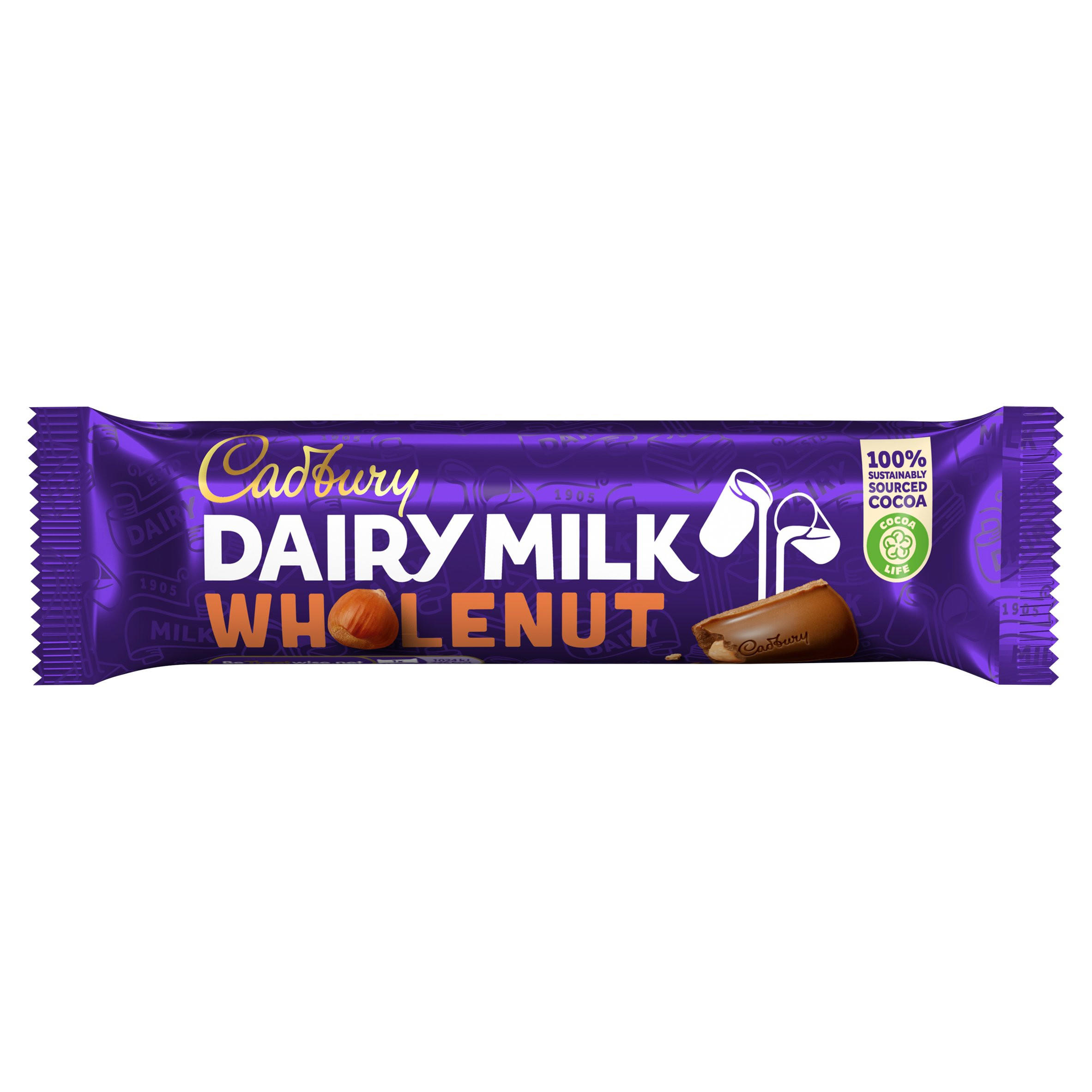 Cadbury Dairy Milk Whole Nut Chocolate Bar 45g Single Chocolate Bars And Bags Iceland Foods 5217