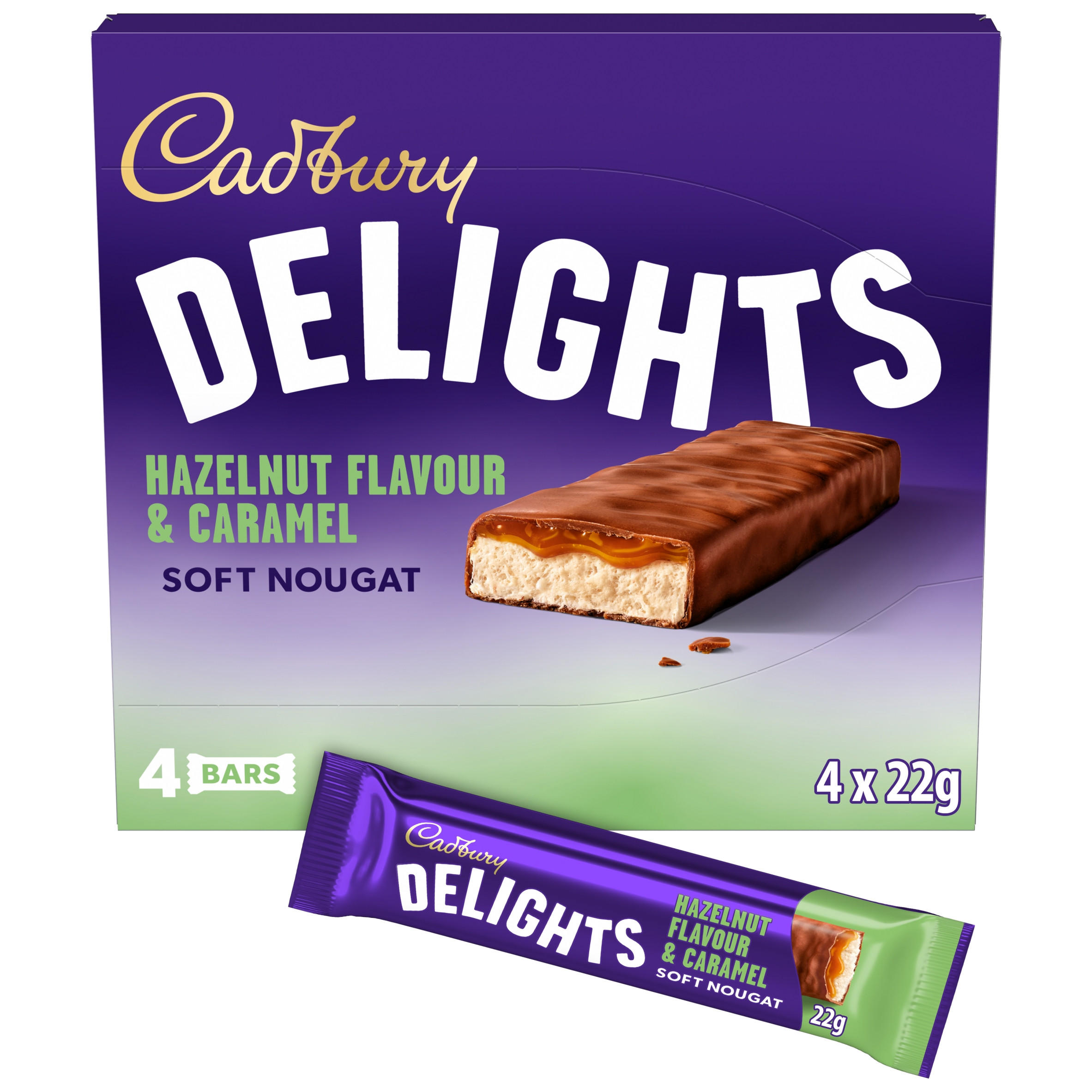 Cadbury Delights Chocolate Hazelnut Flavour and Caramel 4 Pack Multipack 88 g