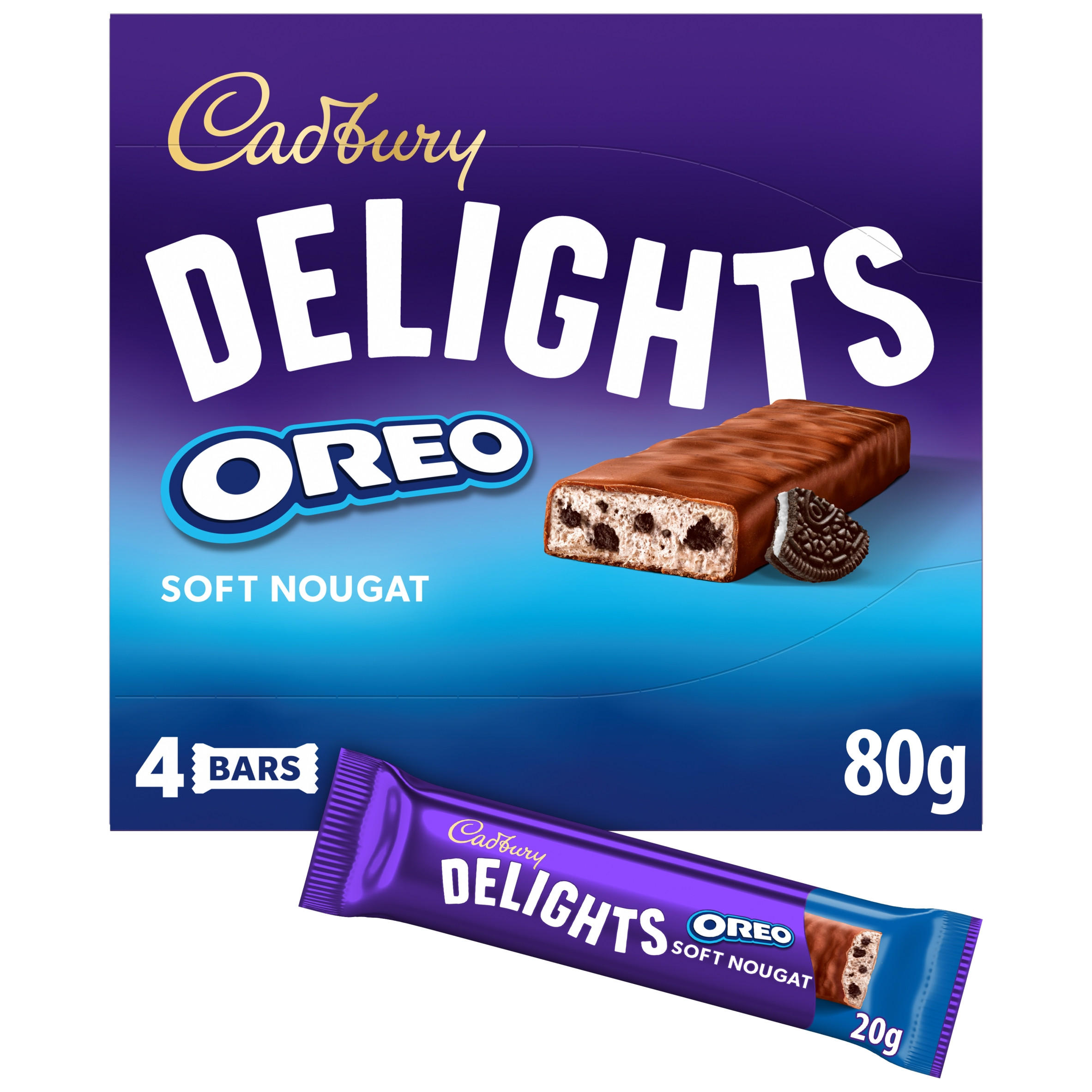 Cadbury Delights OREO Chocolate Nougat Bar 5 Pack Multipack 100g