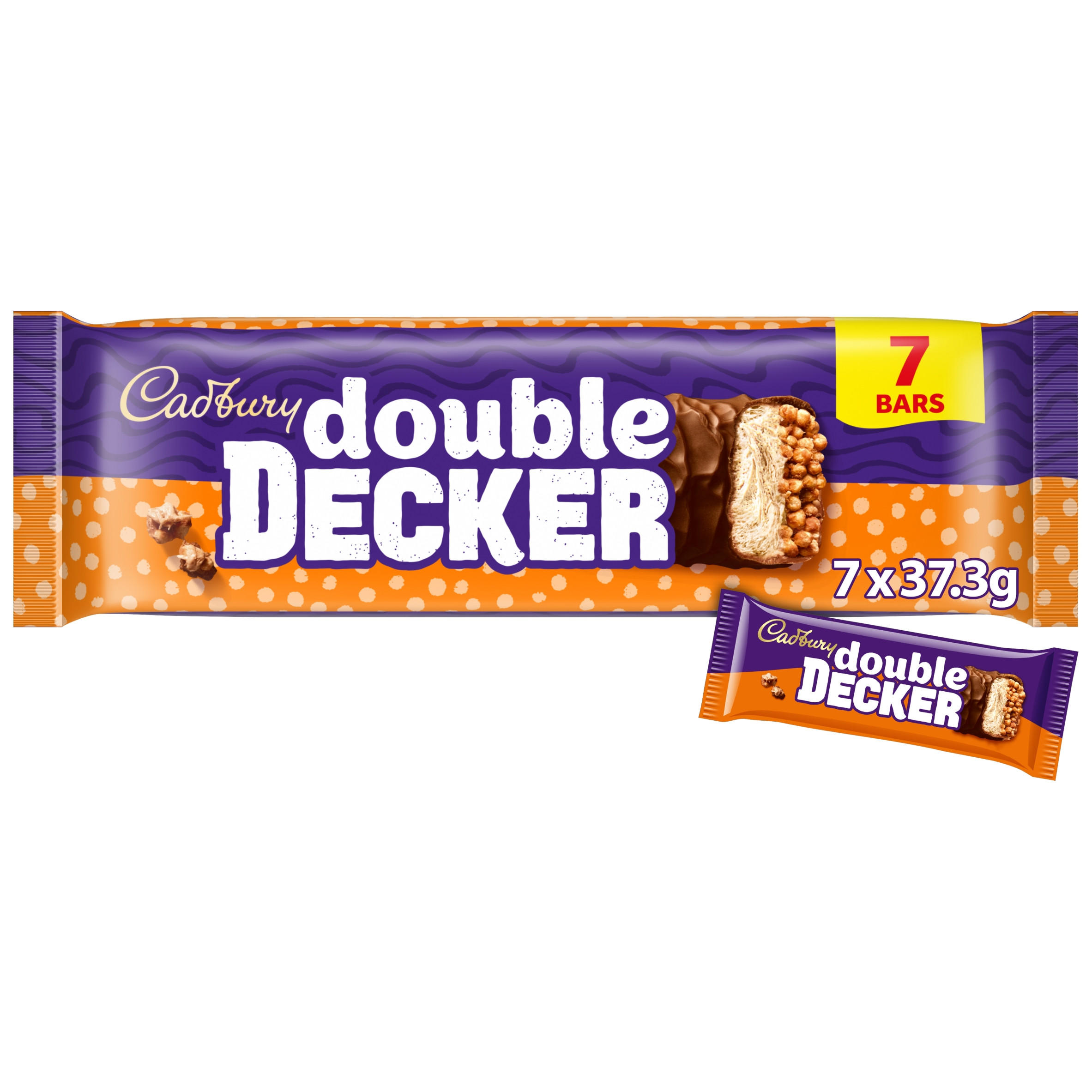Iceland Cadbury Double Decker Chocolate Bar 7 Pack Multipack 261.1g (7 x 37.3g)