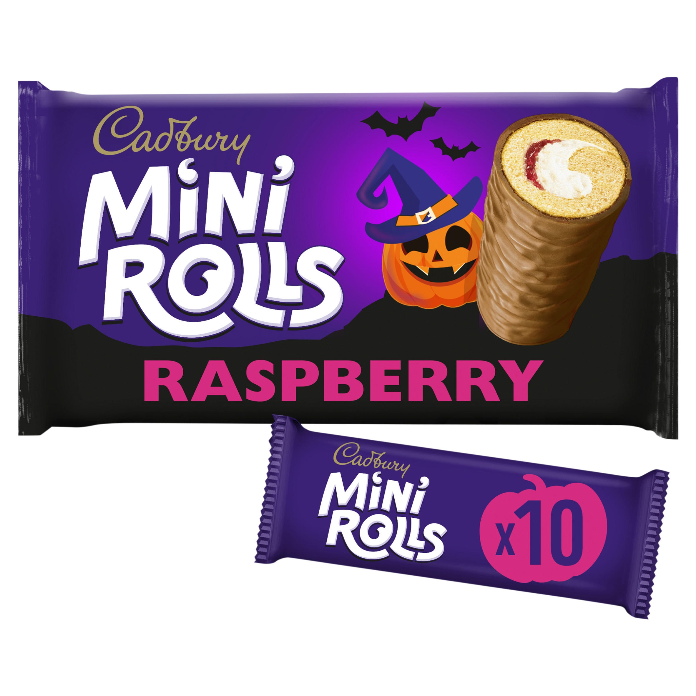 Cadbury Milk Chocolate Raspberry Mini Rolls Cakes 10 Pack