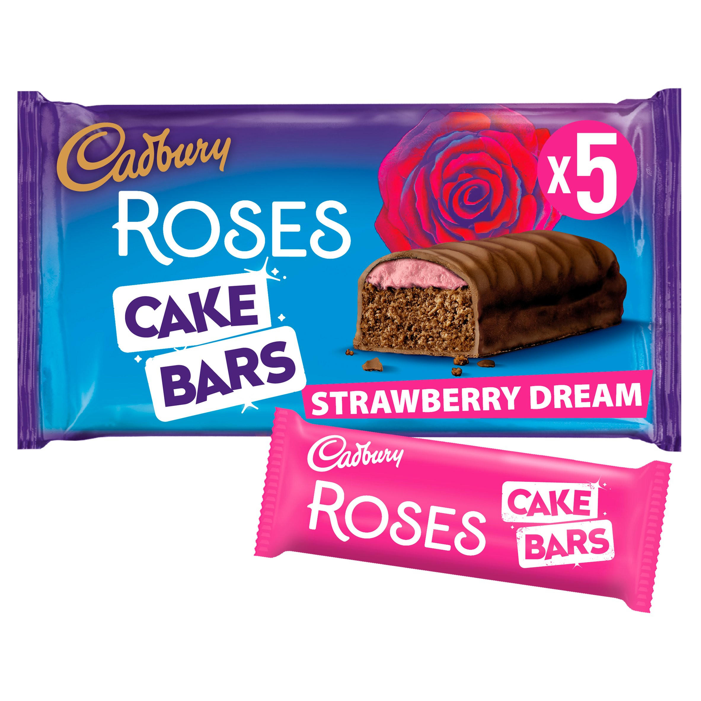 Cadbury Roses Strawberry Dream Cake Bars X 5 Mini Rolls