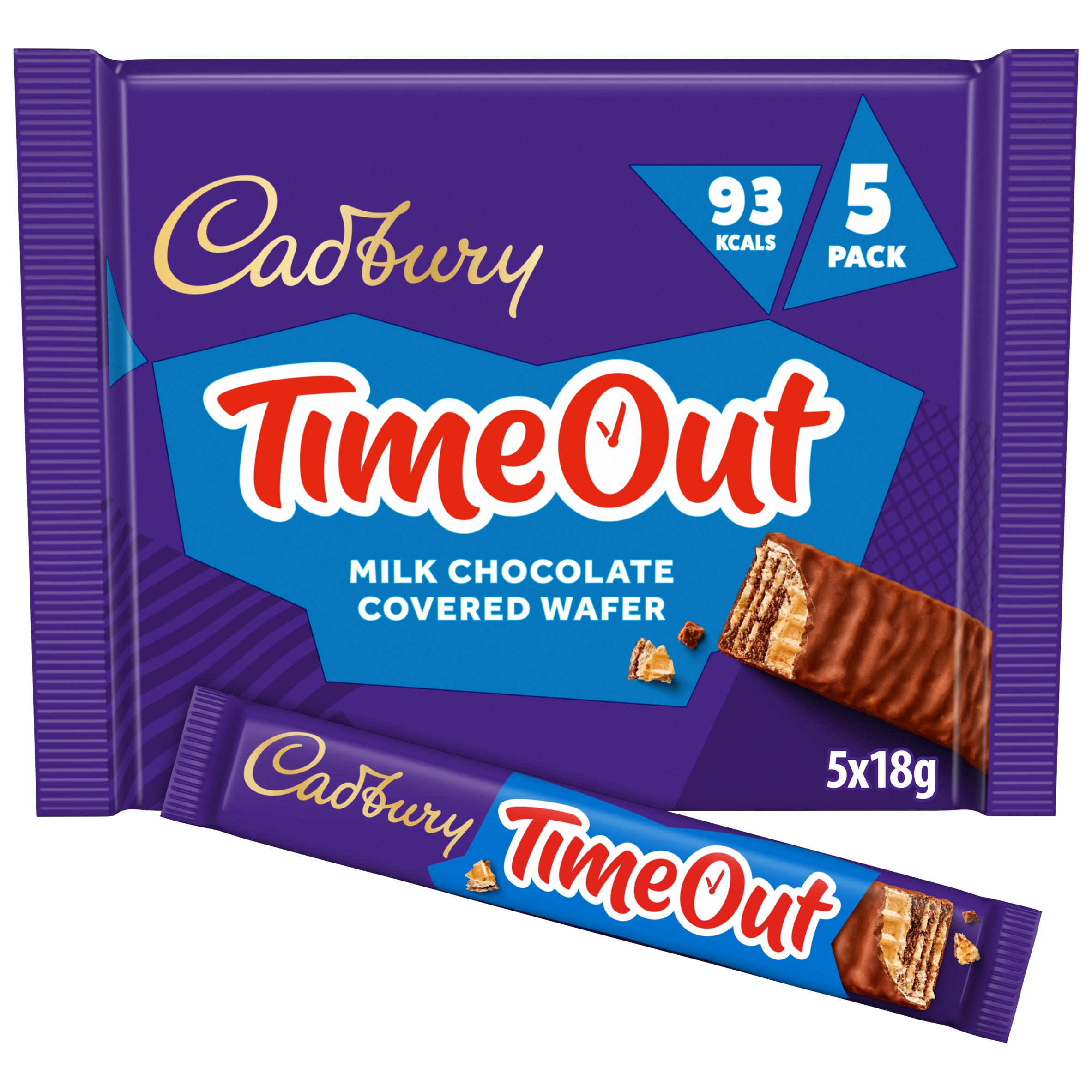 Cadbury Timeout 5-pack Milk Chocolate Wafer Biscuit Bars Multipack (5x 18g bars) 90 g