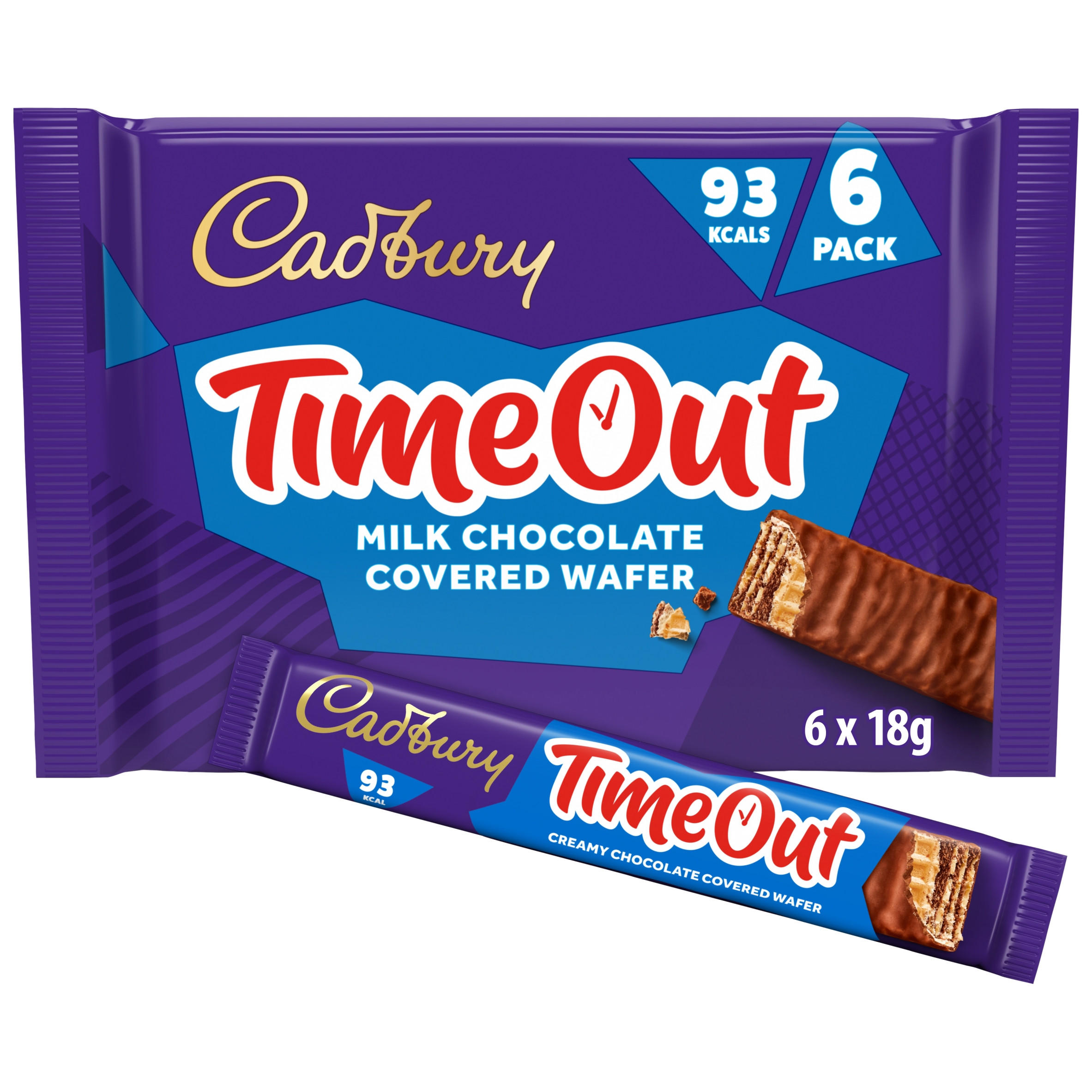 Cadbury Timeout 6-pack Milk Chocolate Wafer Biscuit Bars Multipack (6x 18g bars) 108 g