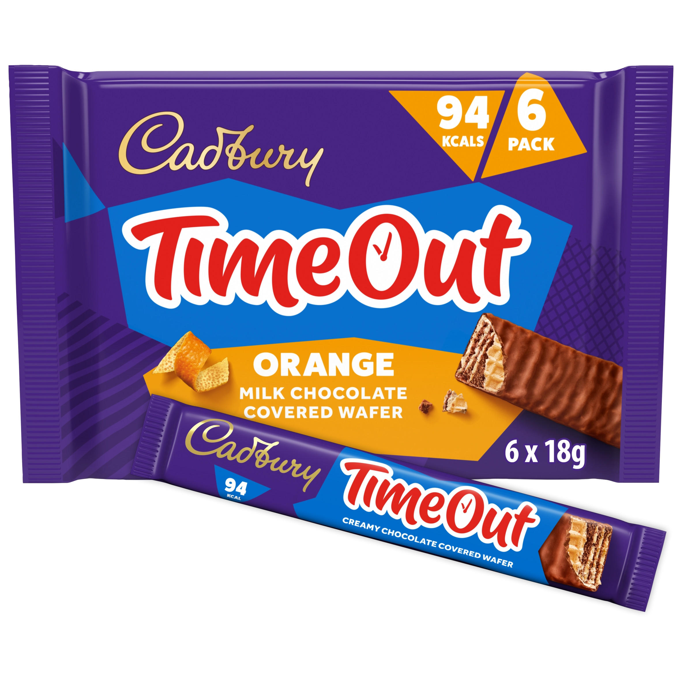 Cadbury Timeout Wafer Chocolate Biscuit Bars 6 Pack 108g
