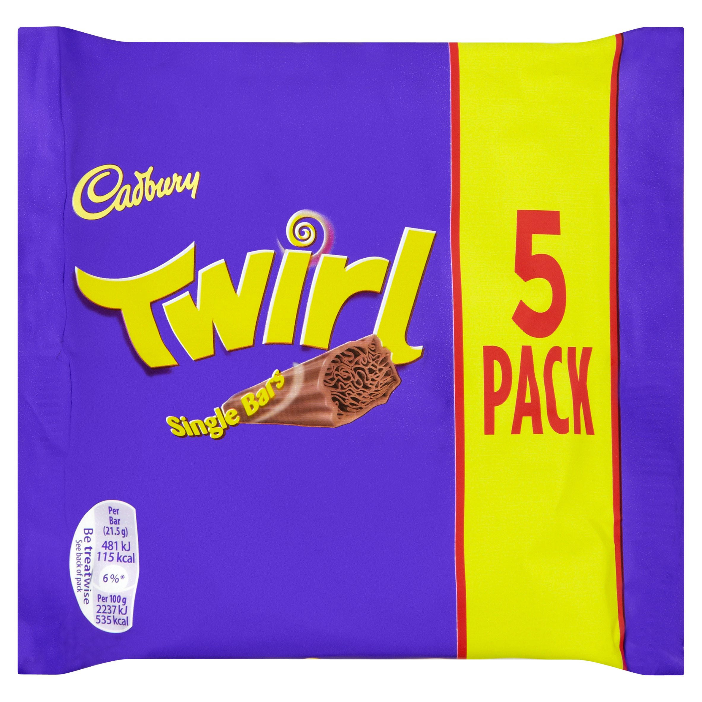 Cadbury Twirl Chocolate Bar 5 Pack 107.5g | Multipacks | Iceland Foods