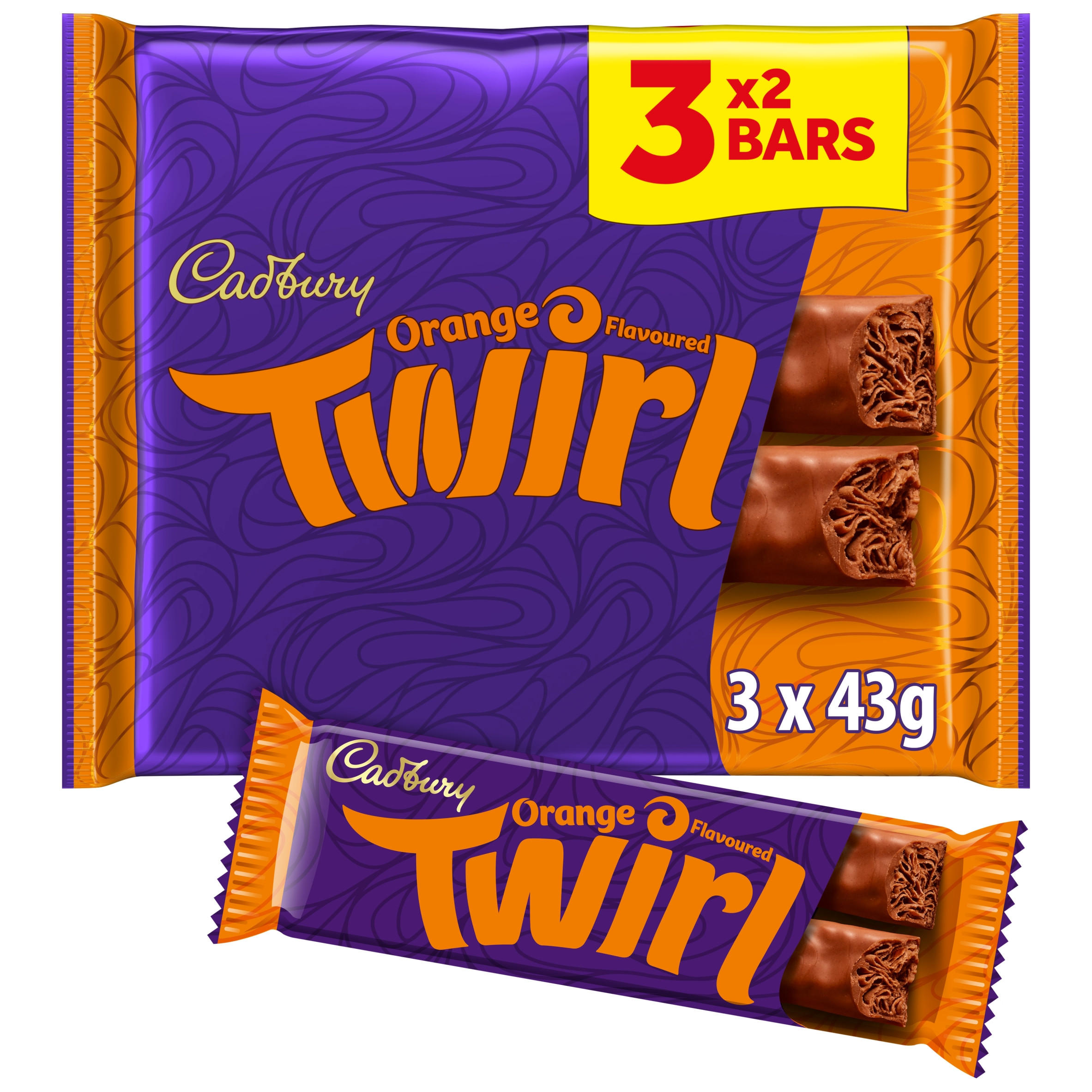 Cadbury Twirl Chocolate Bar 3 Pack Multipack 129g