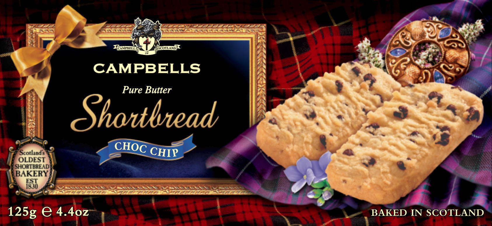 Campbells Pure Butter Shortbread Choc Chip 125g Sweet Biscuits