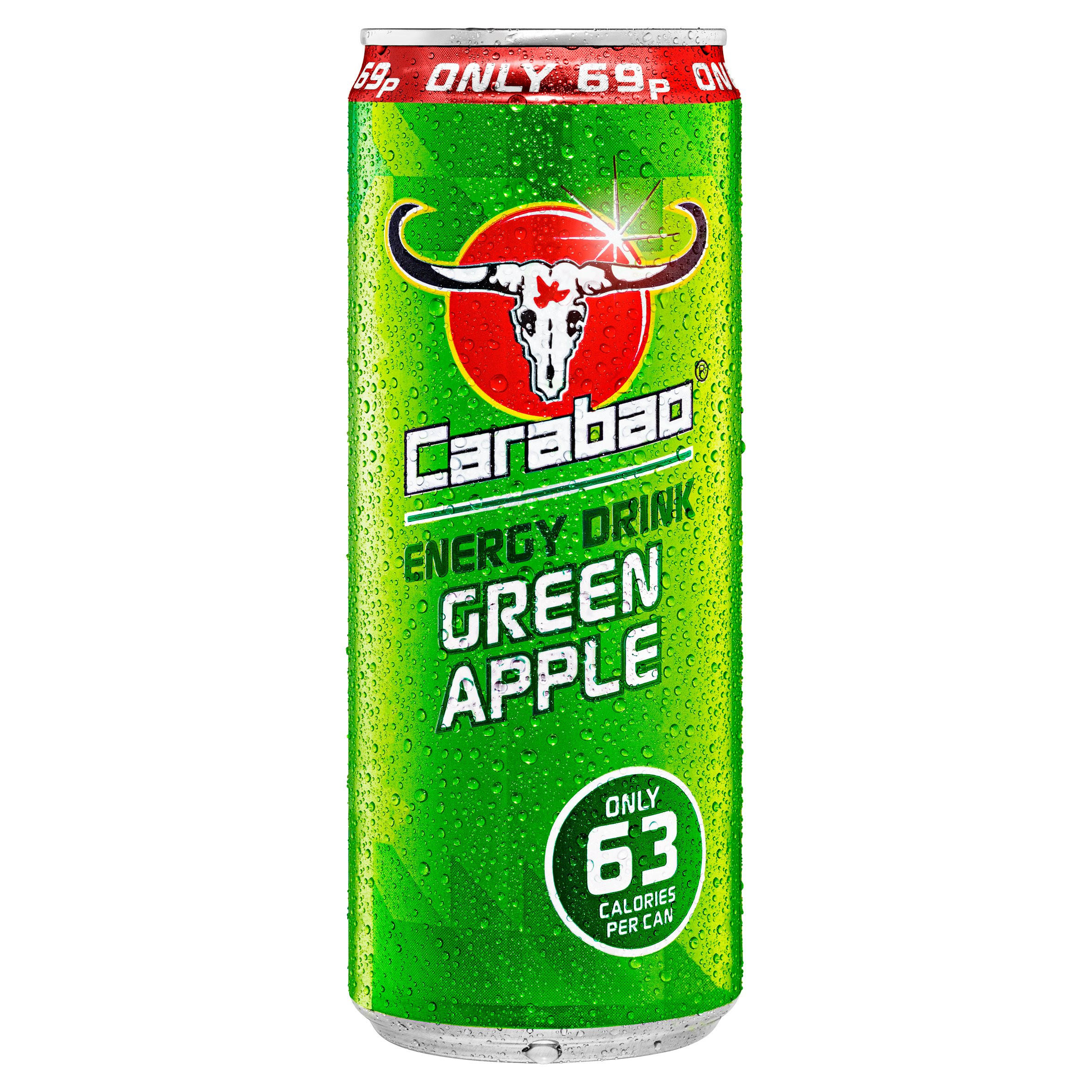 Carabao Energy Drink Green Apple 330ml 69p PMP Sports & Energy Drinks