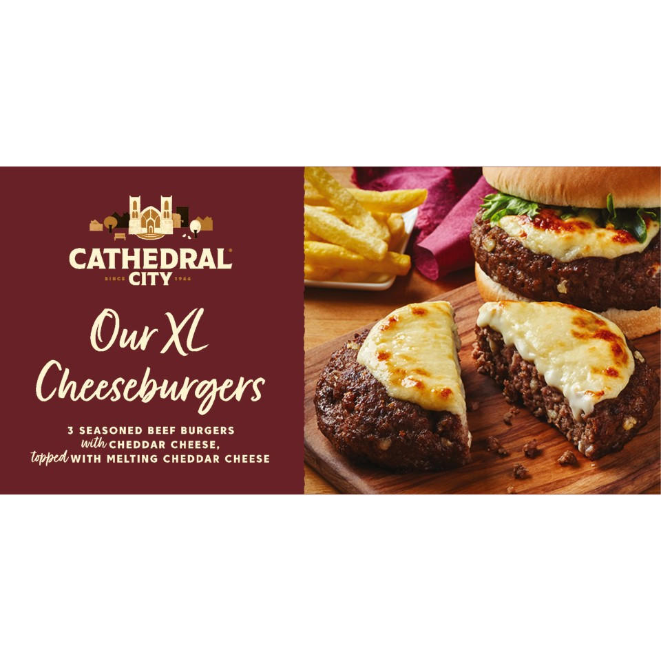 Cathedral City Our XL Cheeseburgers 483g | Burgers | Iceland Foods