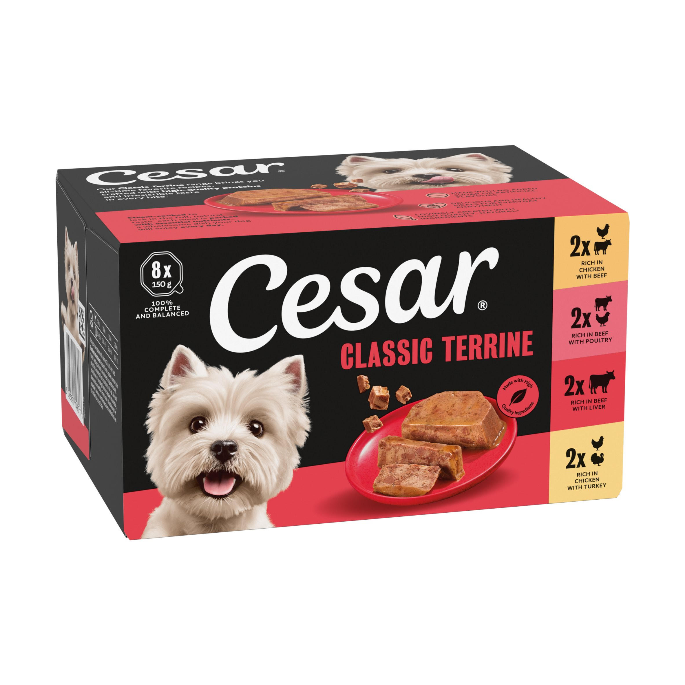Cesar Classic Terrine Wet Dog Food tray Beef & Poultry in Loaf 8 x 150g