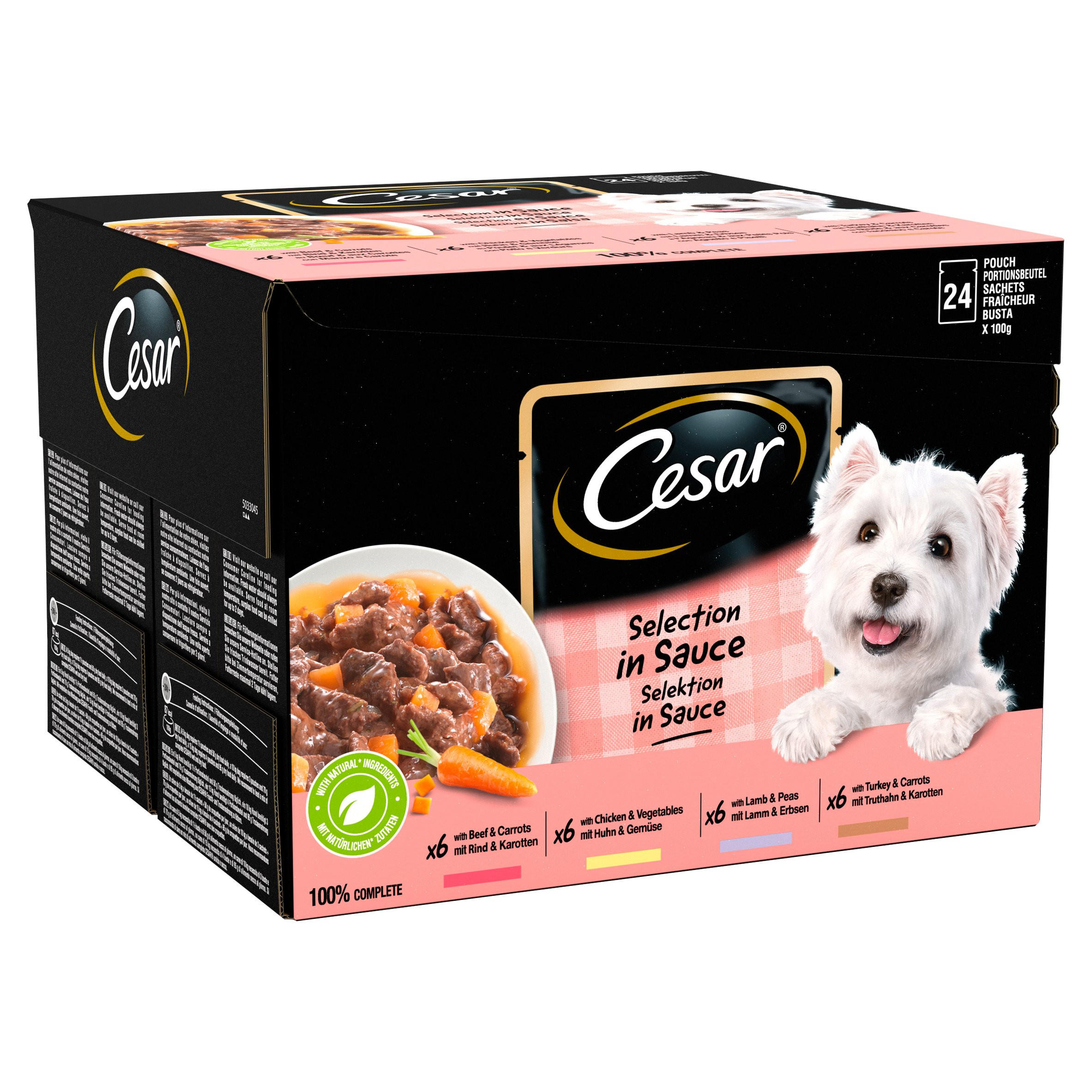 Cesar Deliciously Fresh Dog Food Pouches Favourites in Sauce 24 x 100g
