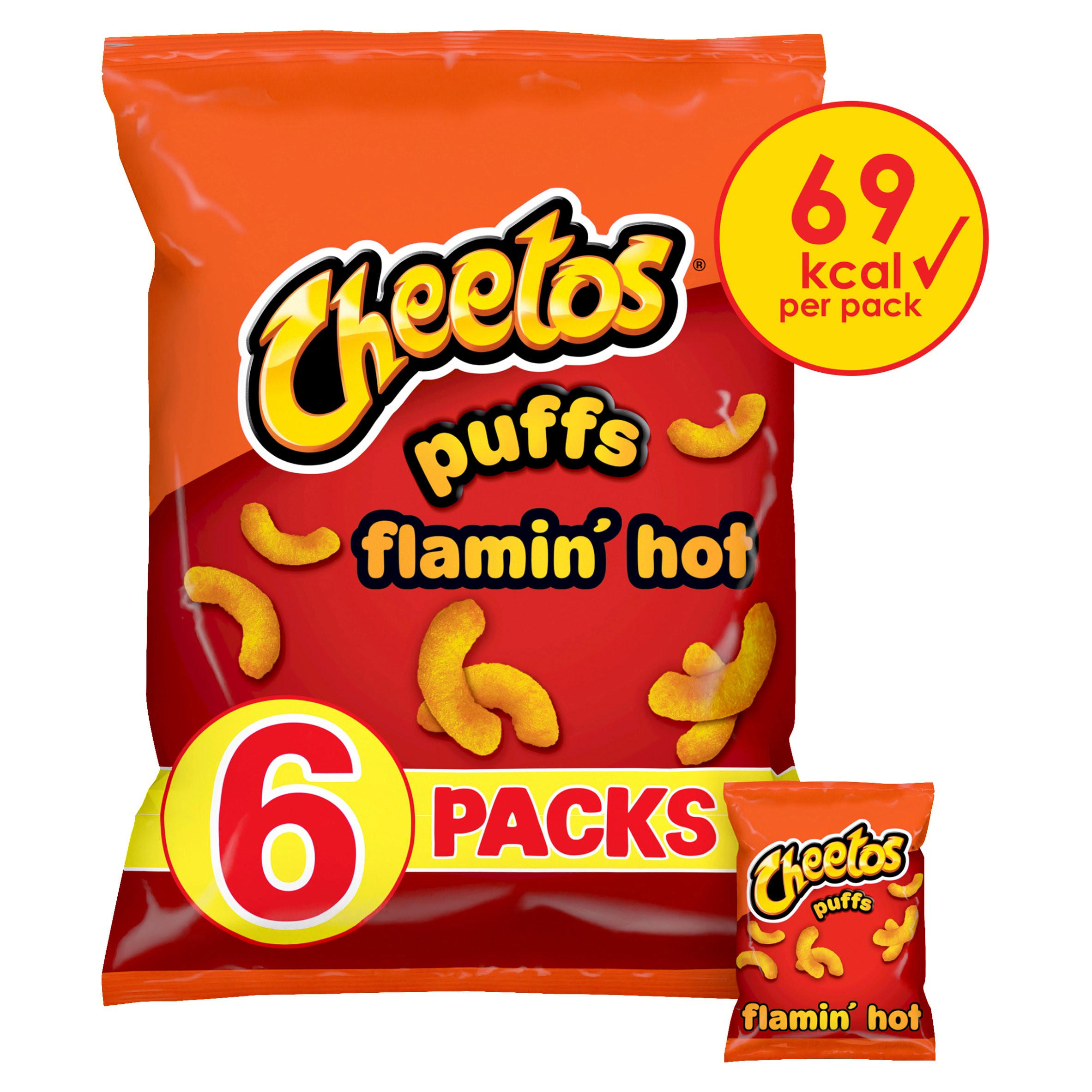 Cheetos Puffs Flamin' Hot Multipack Snacks 6x13g | Multipack Crisps ...