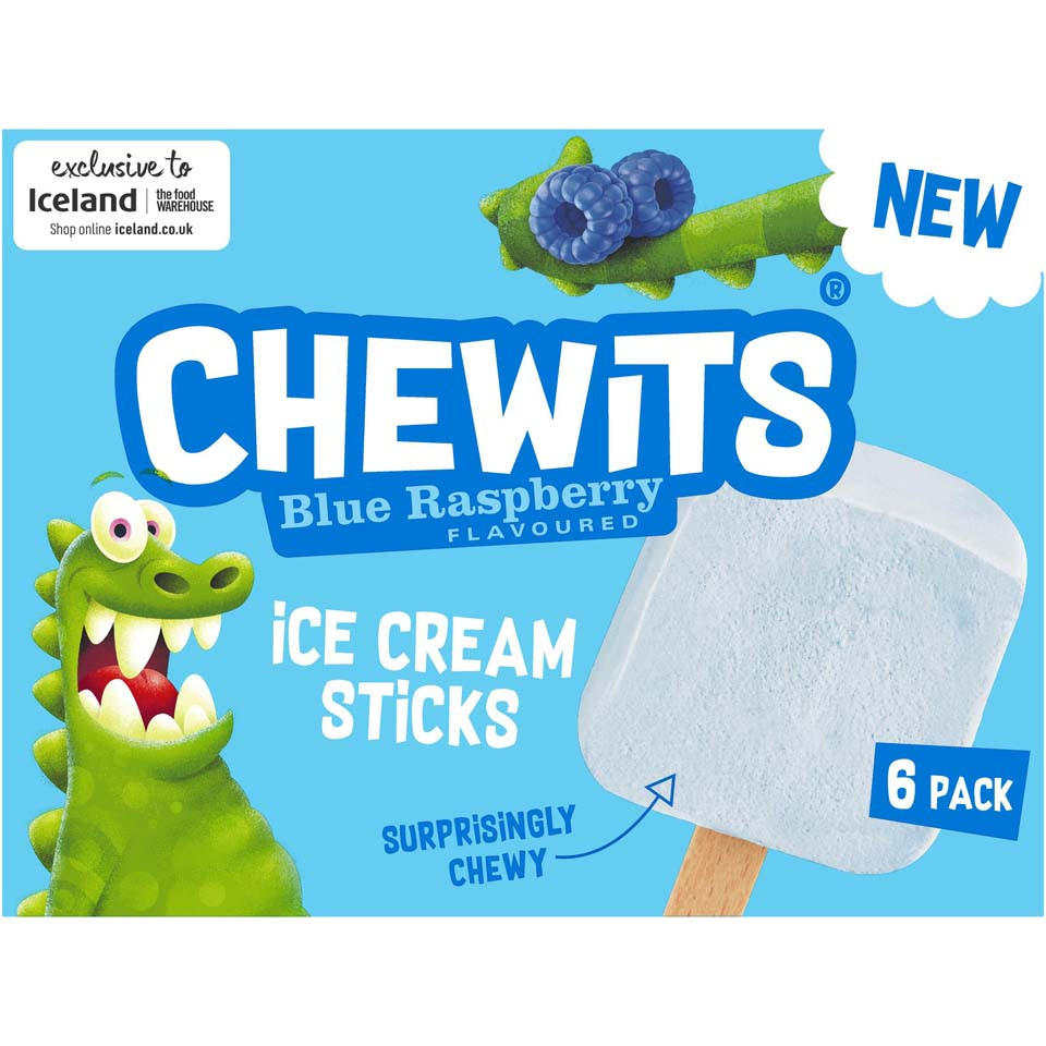 Offer Iceland Chewits 6 Blue Raspberry Flavoured Ice Cream 7791