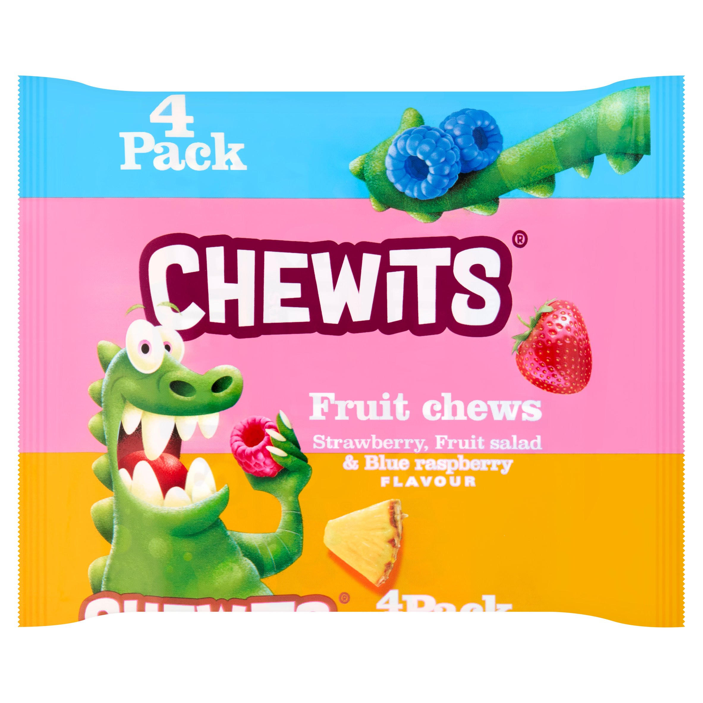 Iceland Chewits Strawberry, Fruit Salad & Blue Raspberry Flavour Fruit Chews 4 x 30g