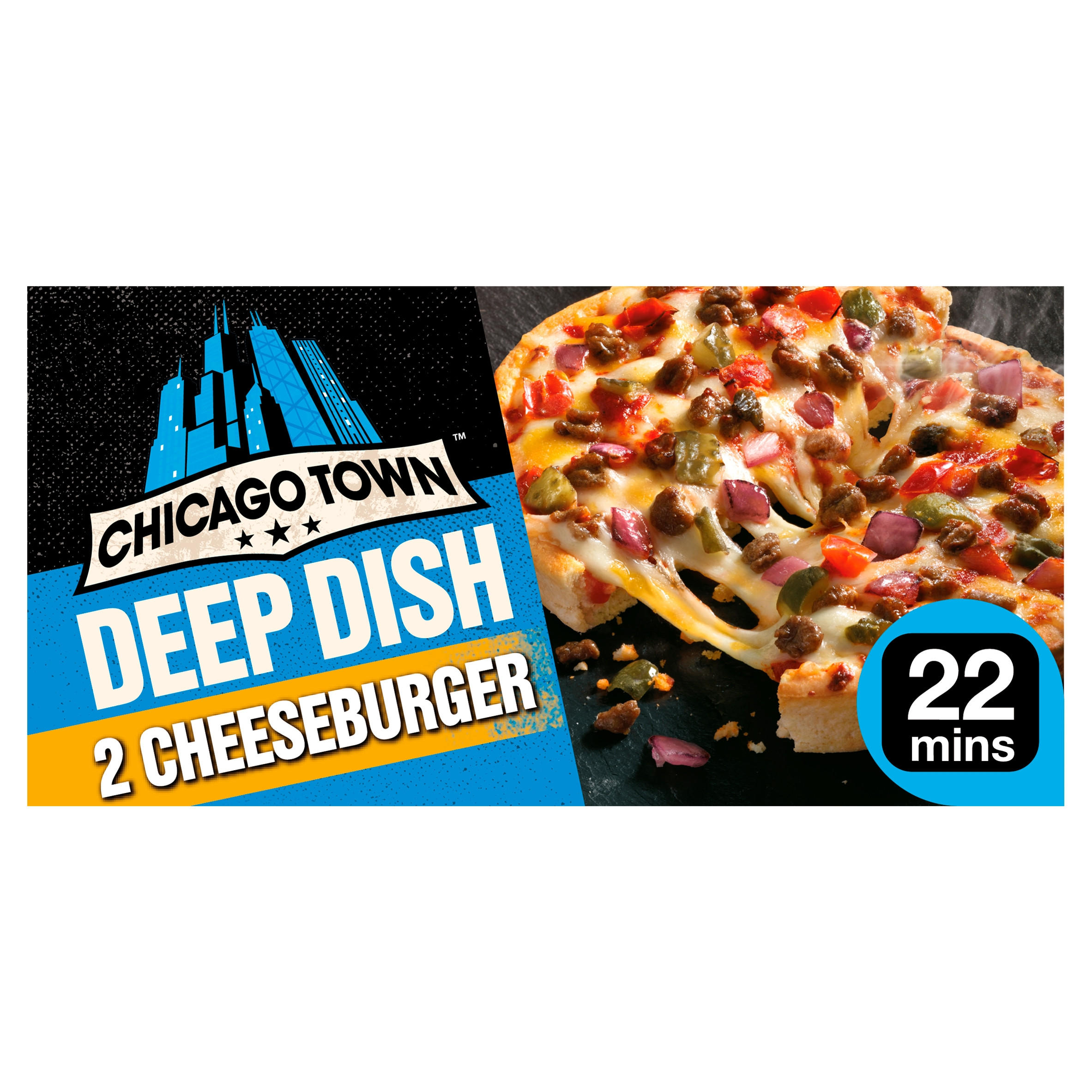Chicago Town 2 Deep Dish Cheeseburger Mini Pizzas 2 x 172g