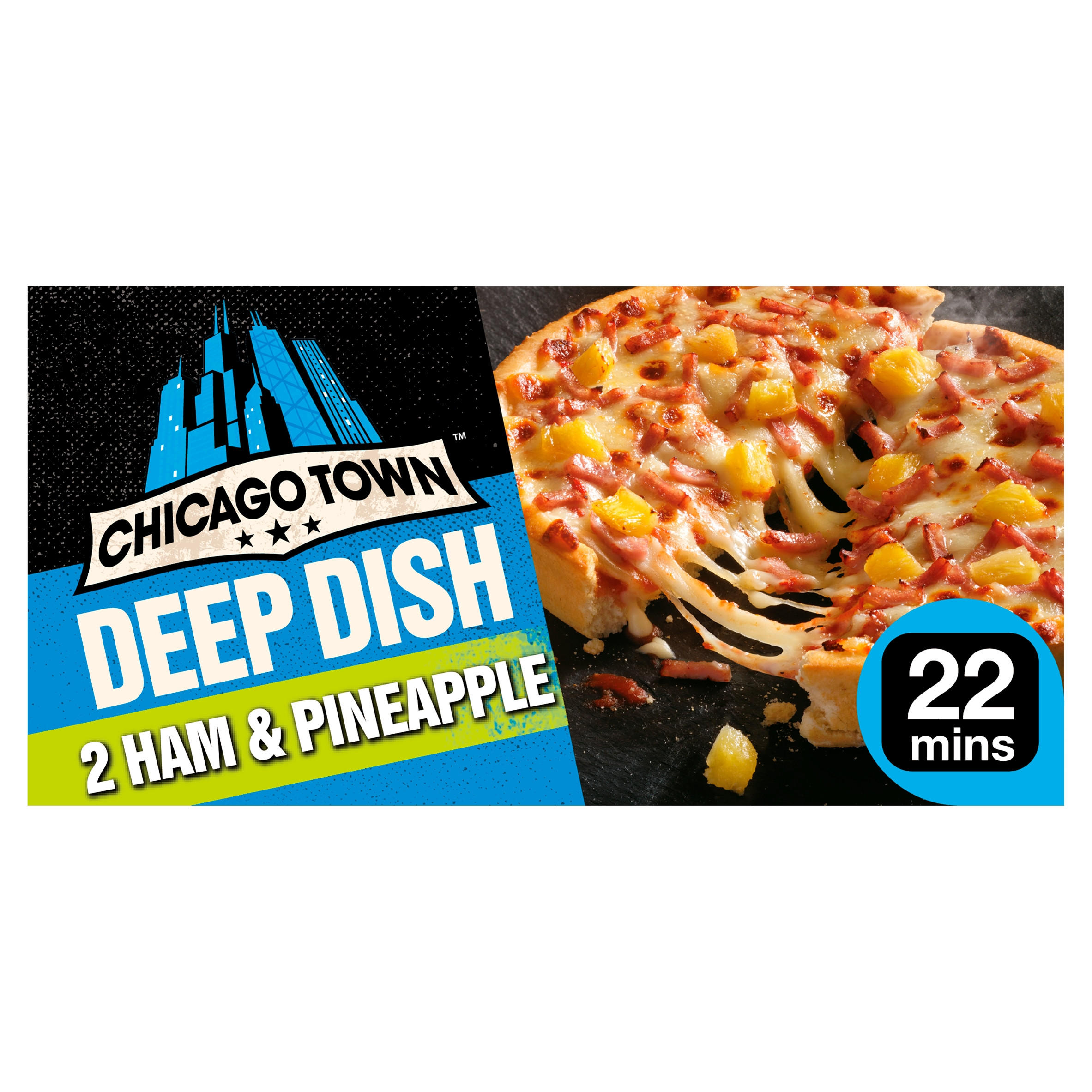 Chicago Town 2 Deep Dish Ham & Pineapple Pizzas 330g