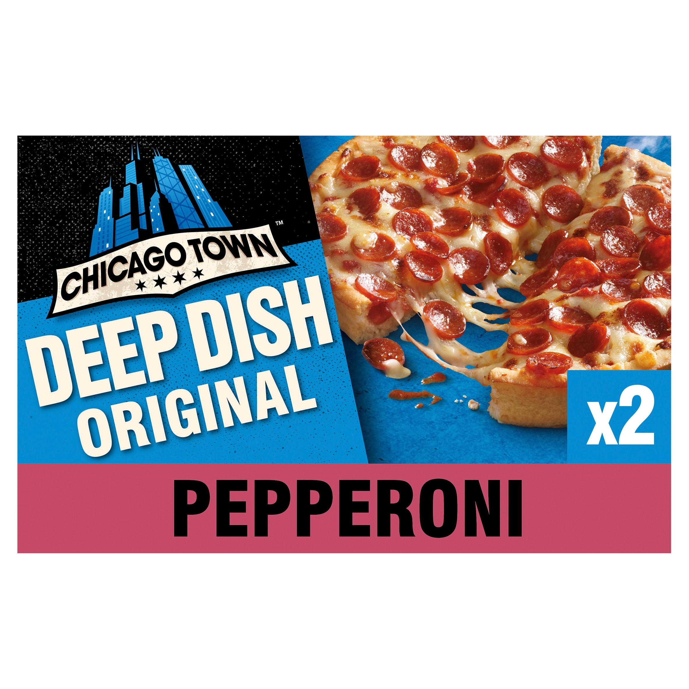 Chicago Town Fully Loaded Deep Dish Pepperoni Pizzas x 155g (310g) Deep  Pan Pizza Iceland Foods