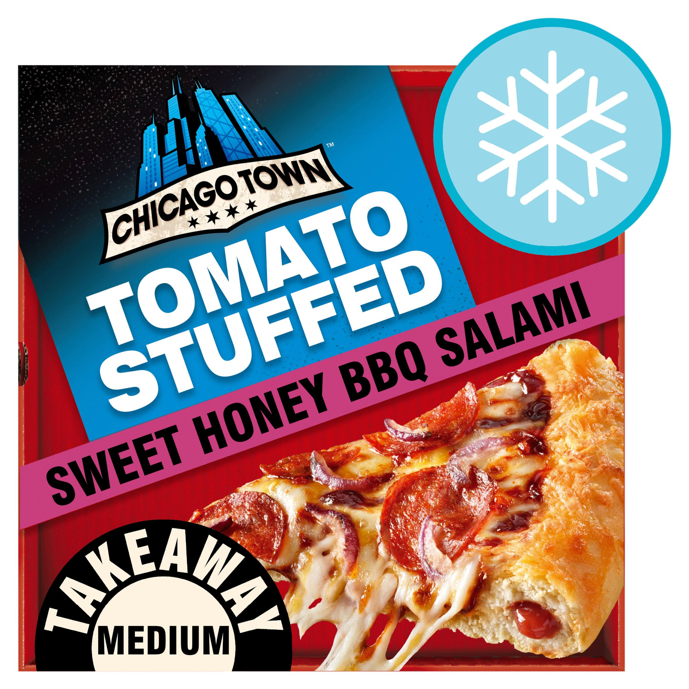 Chicago Town Takeaway Stuffed Crust BBQ Pepperoni Salami Large Pizza 635g