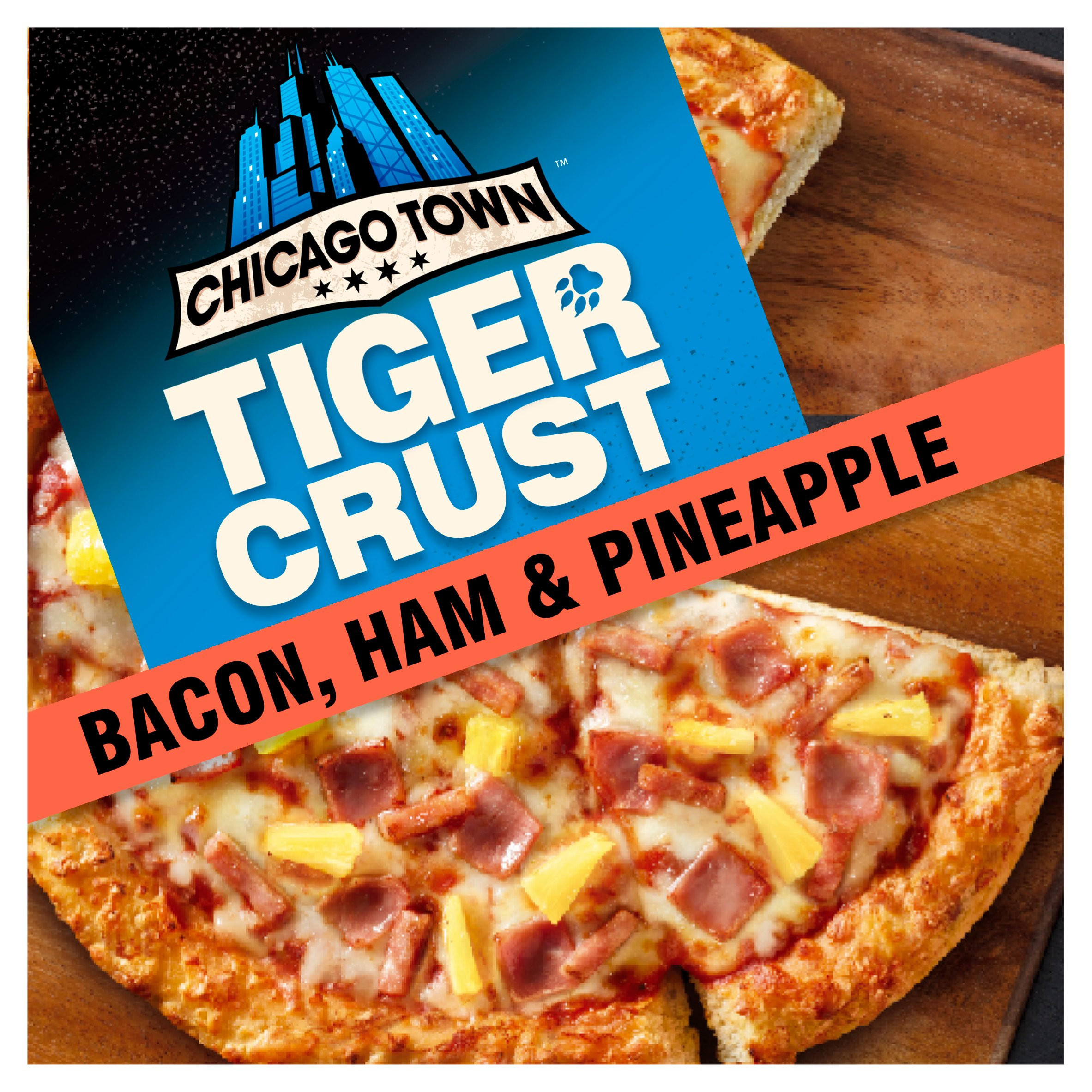 Chicago Town Tiger Crust Bacon, Ham & Pineapple Pizza 380g