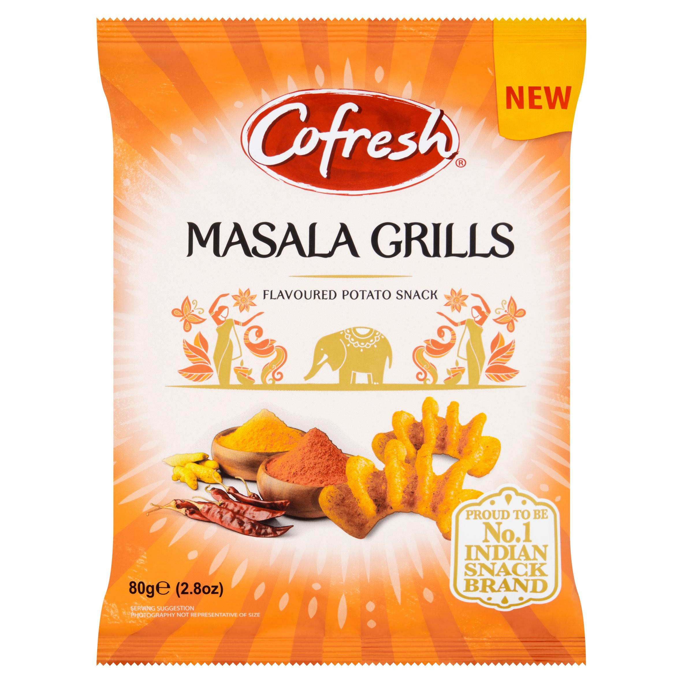 Cofresh Masala Grills Flavoured Potato Snack 80g, folic acid free