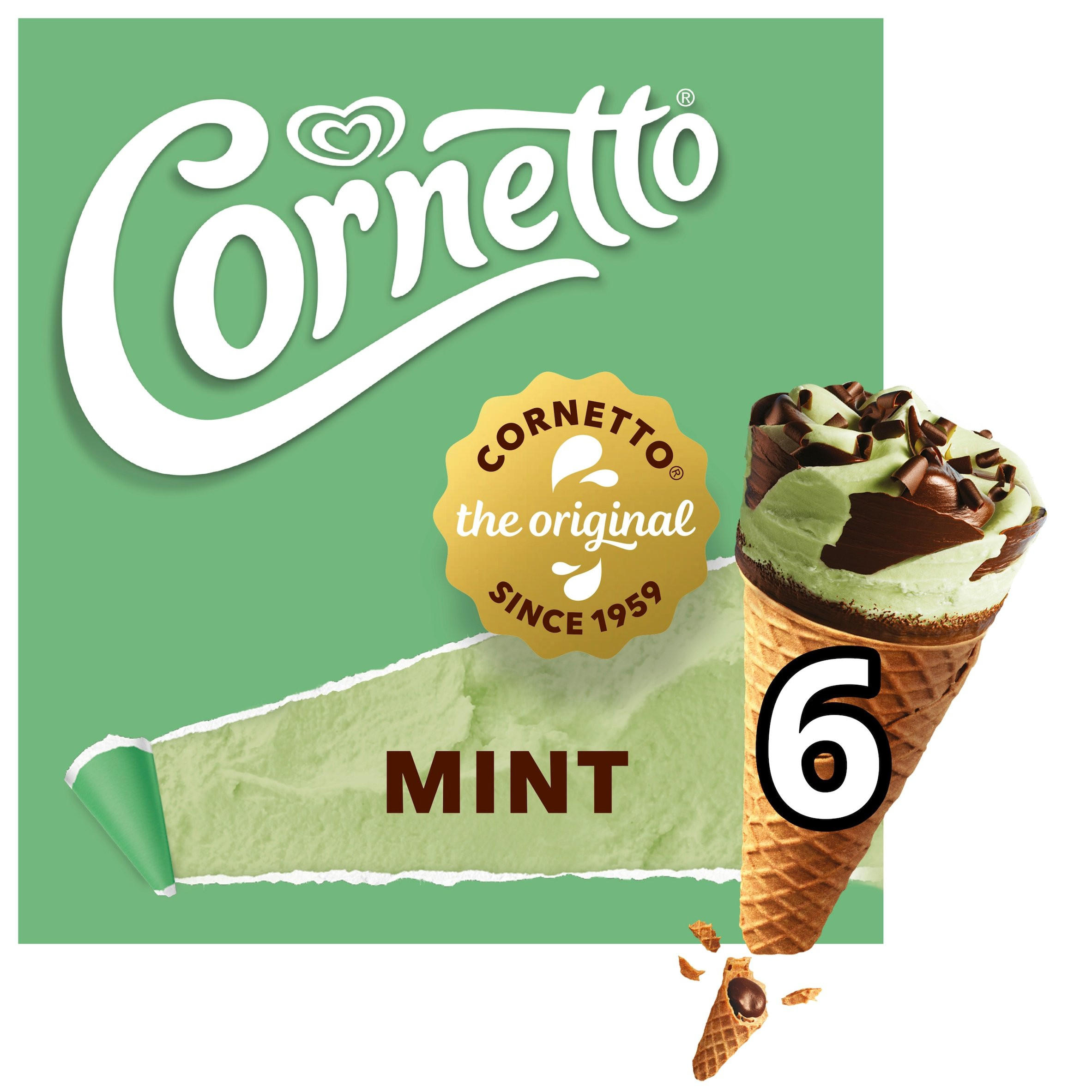 Cornetto Mint Ice Cream Cones 6x90ml