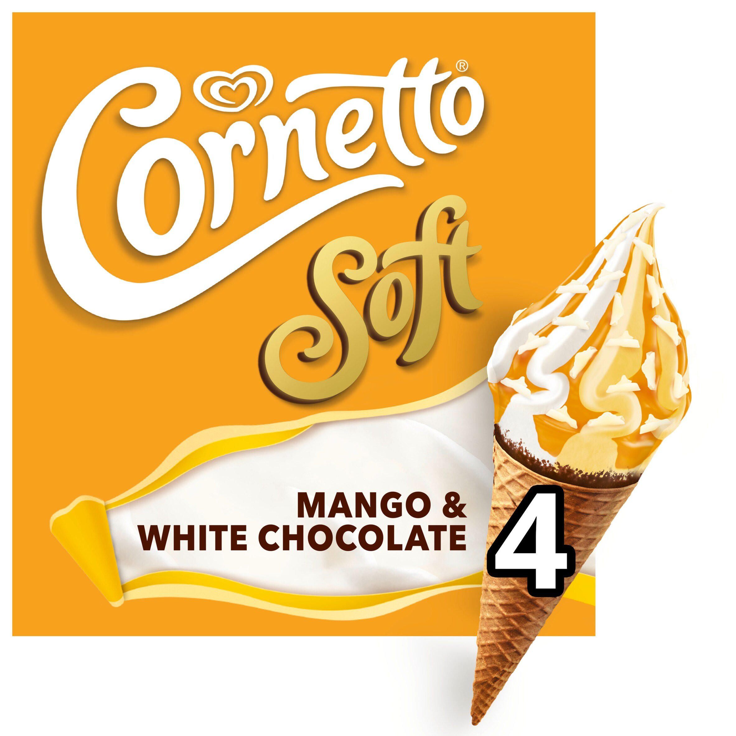 Cornetto Soft Mango & White Chocolate Ice Cream Cones 4MP