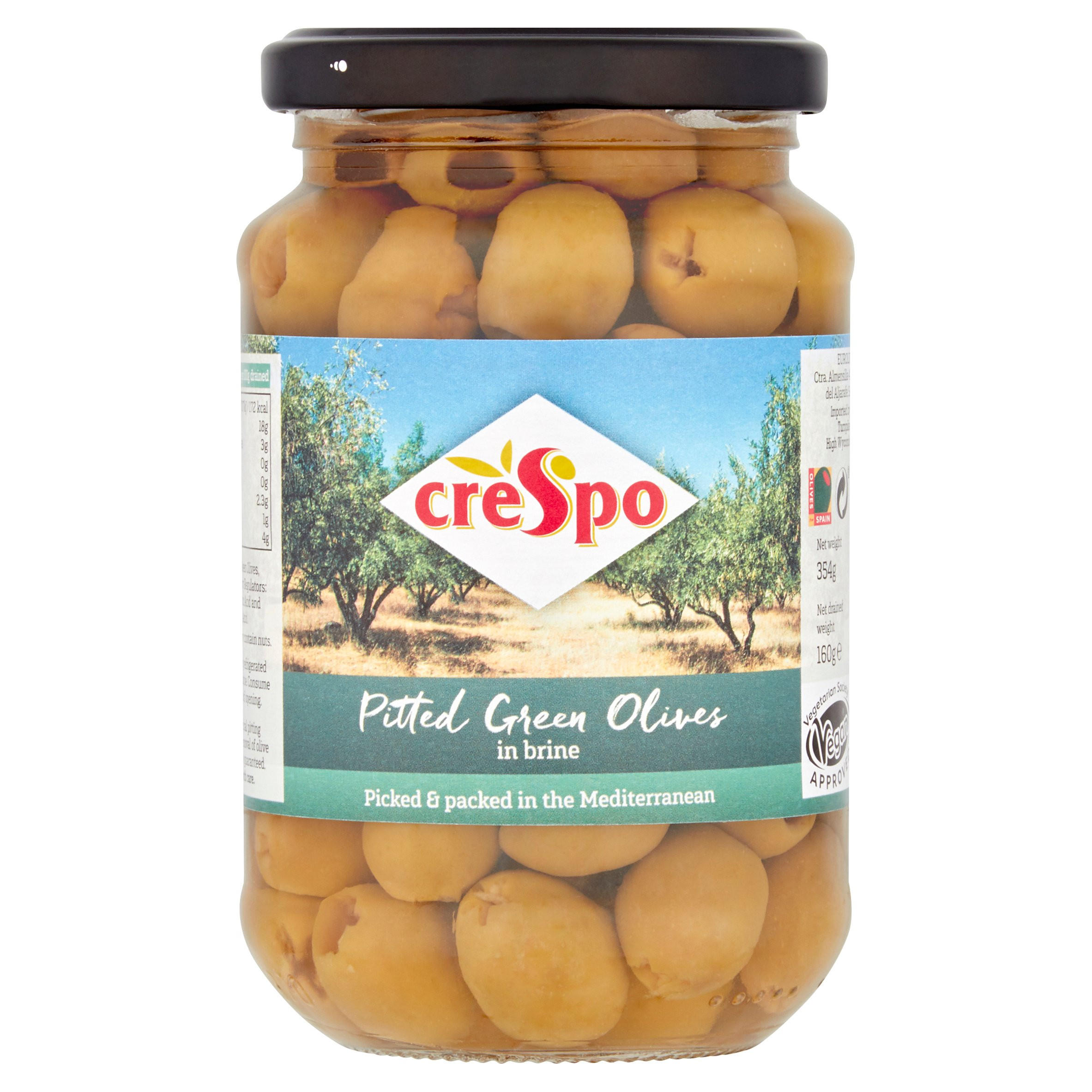 Crespo Pitted Green Olives in Brine 354g Tinned Tomatoes & Vegetables
