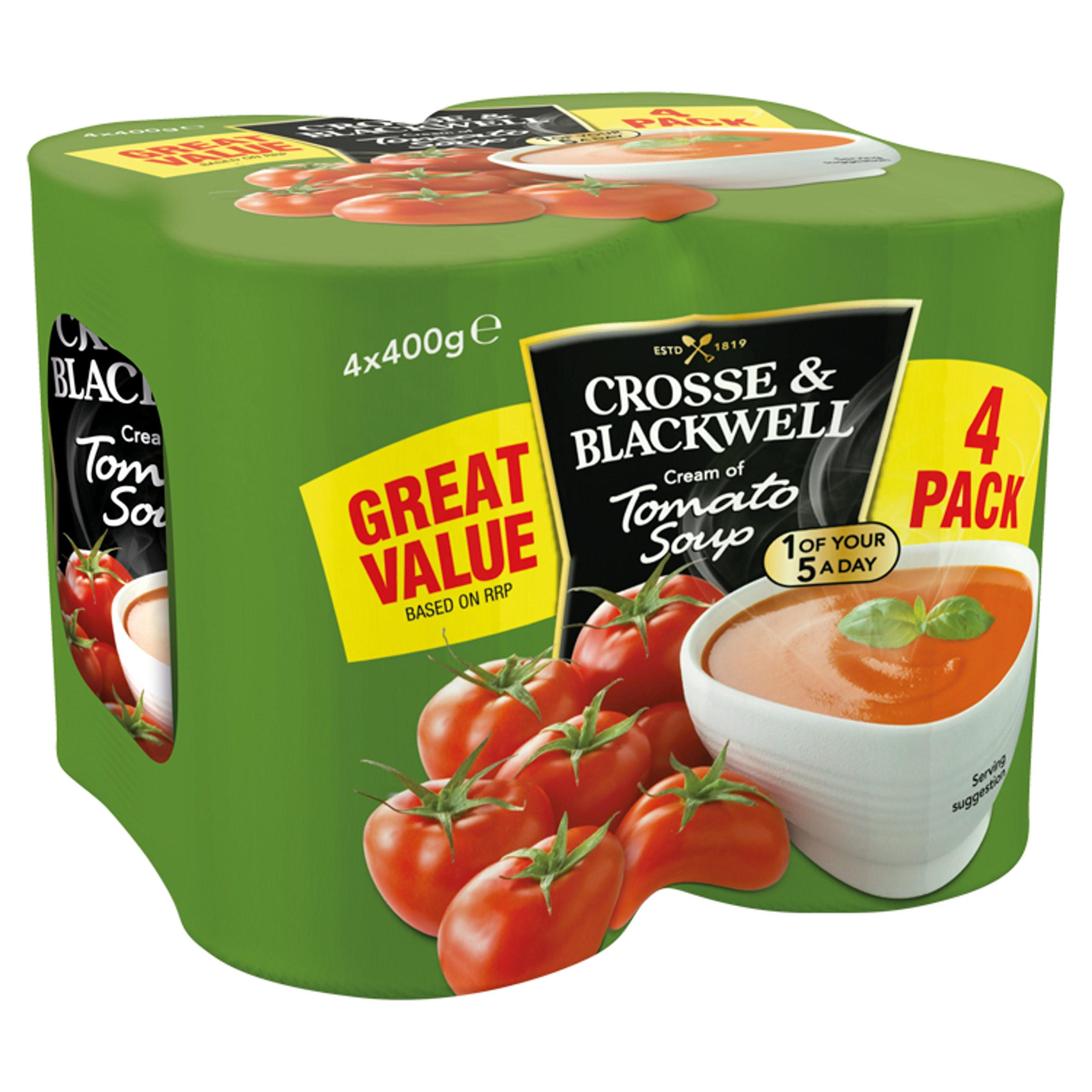 Crosse & Blackwell Cream of Tomato Soup 4 x 400g Tinned Soup