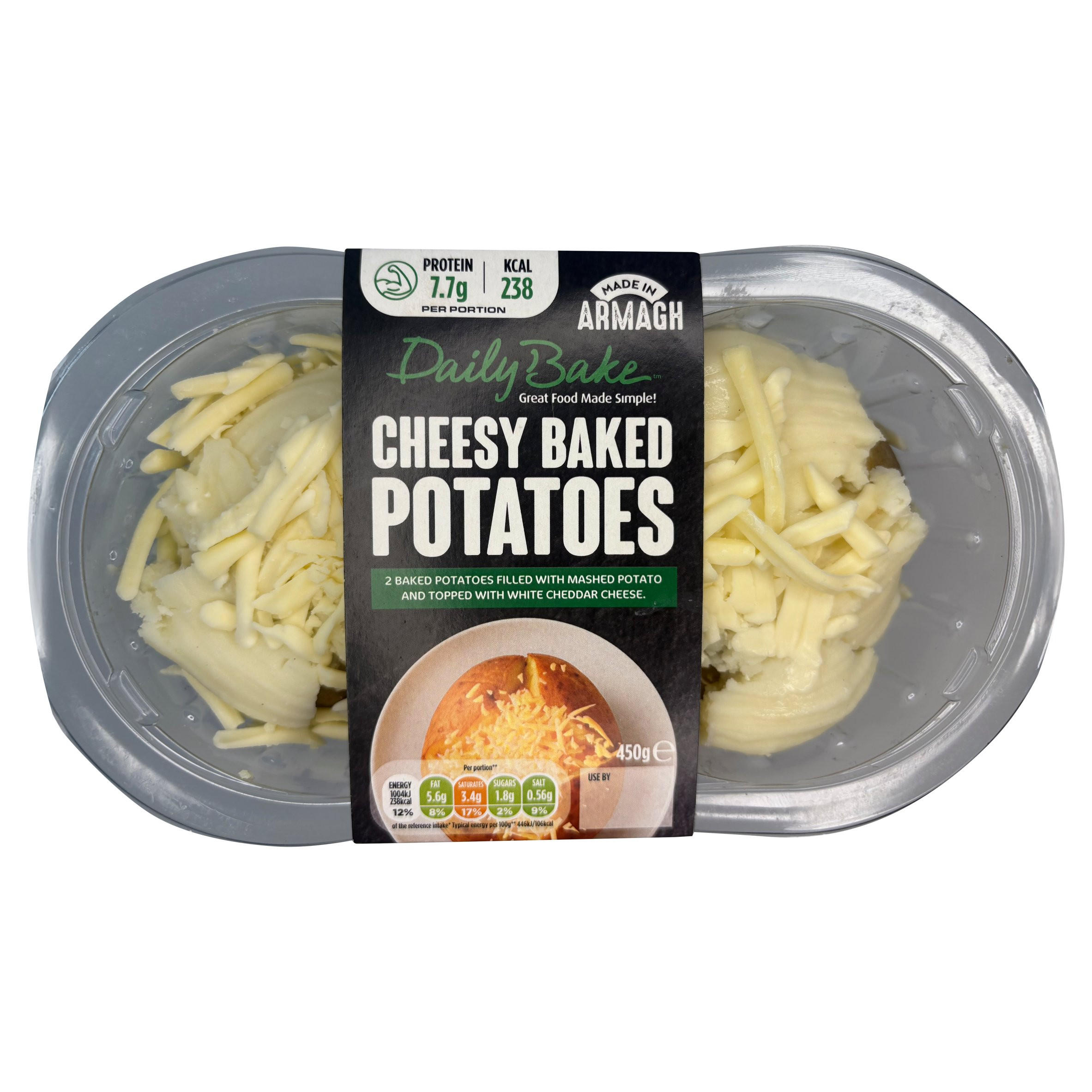 Daily Bake Cheesy Baked Potatoes 450g, folic acid free