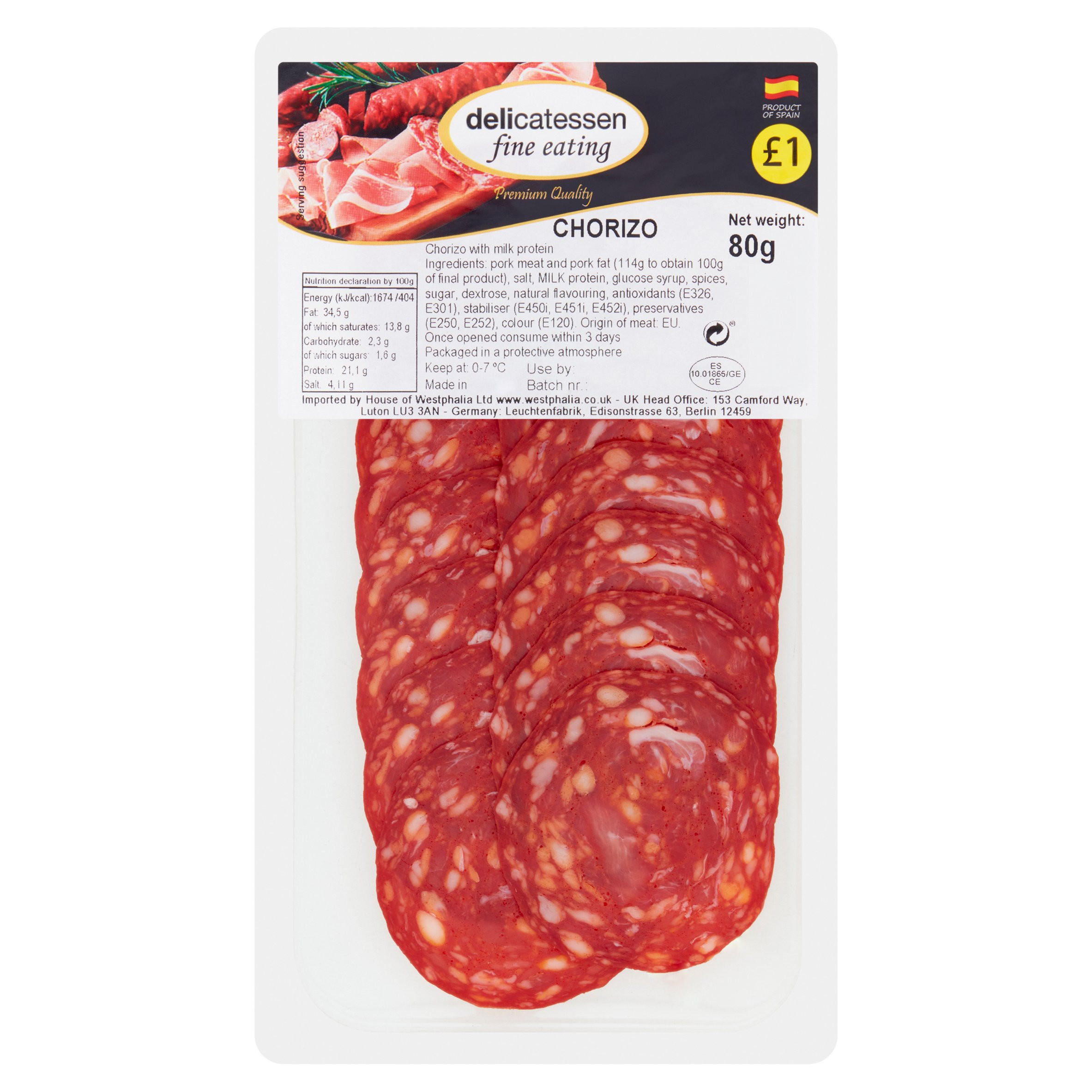 Delicatessen Fine Eating Chorizo 80g Continental Meats Iceland Foods