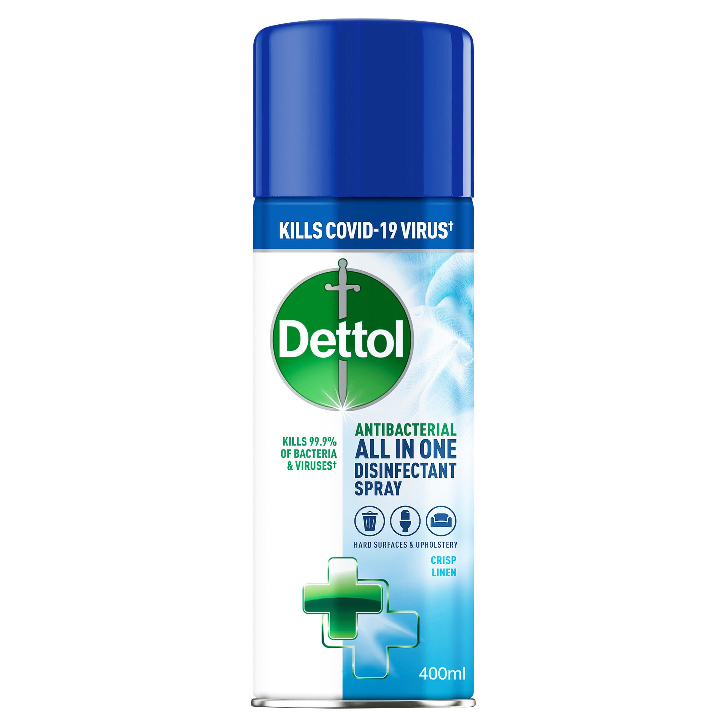 Dettol Antibacterial All in One Disinfectant Spray Crisp Linen 400ml Kitchen Iceland Foods