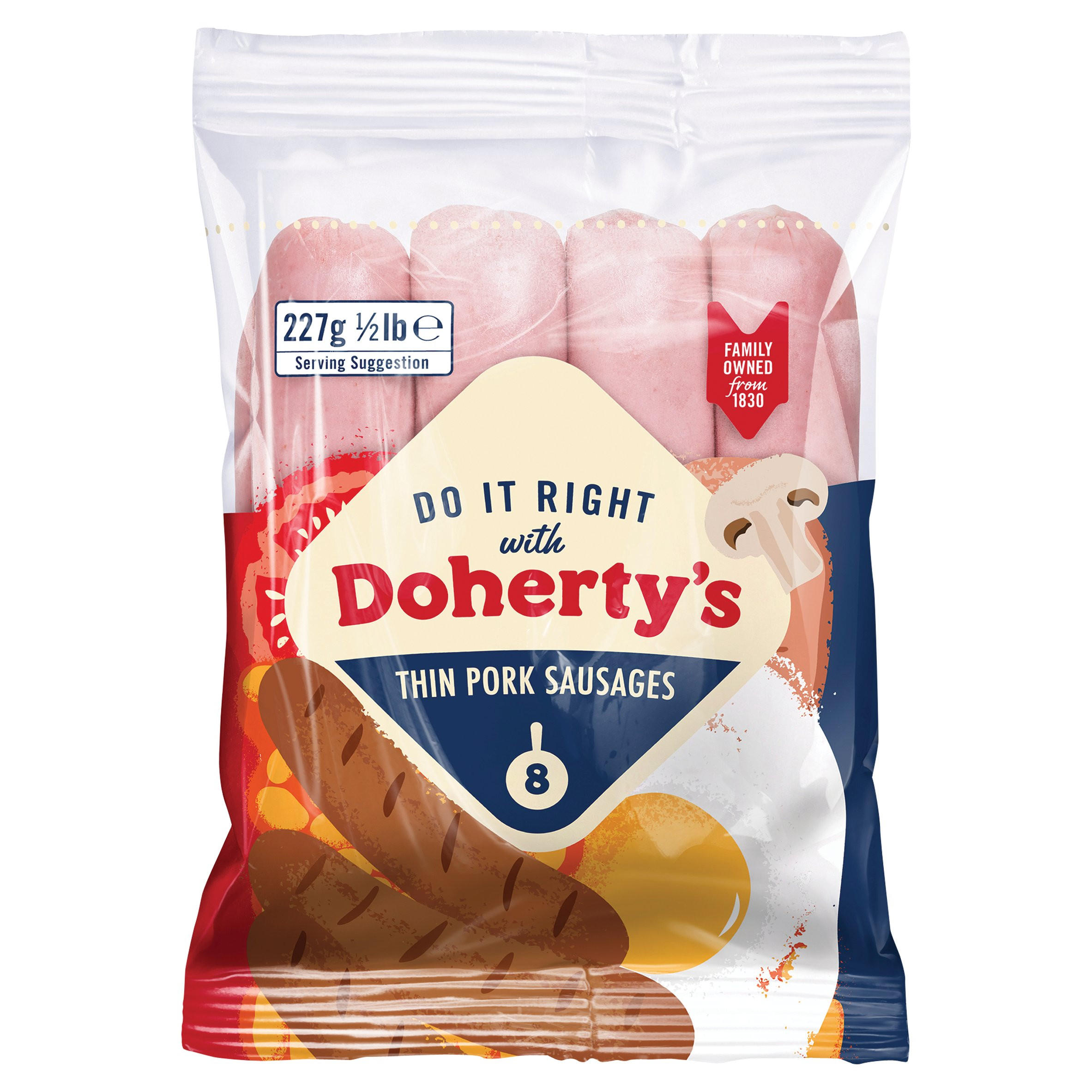 Dohertys Thin Pork Sausages 227g Sausages Iceland Foods