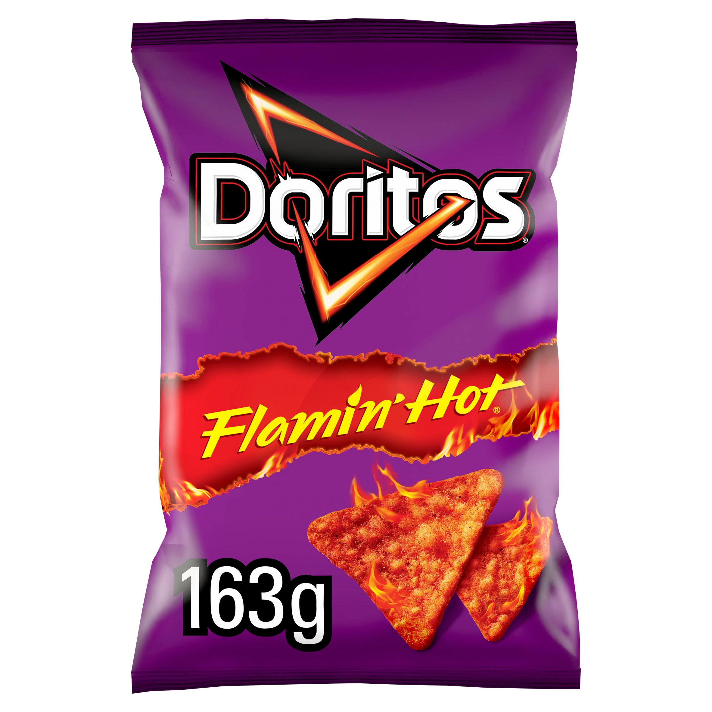 Doritos Flamin' Hot Sharing Bag Crisps 163g, folic acid free