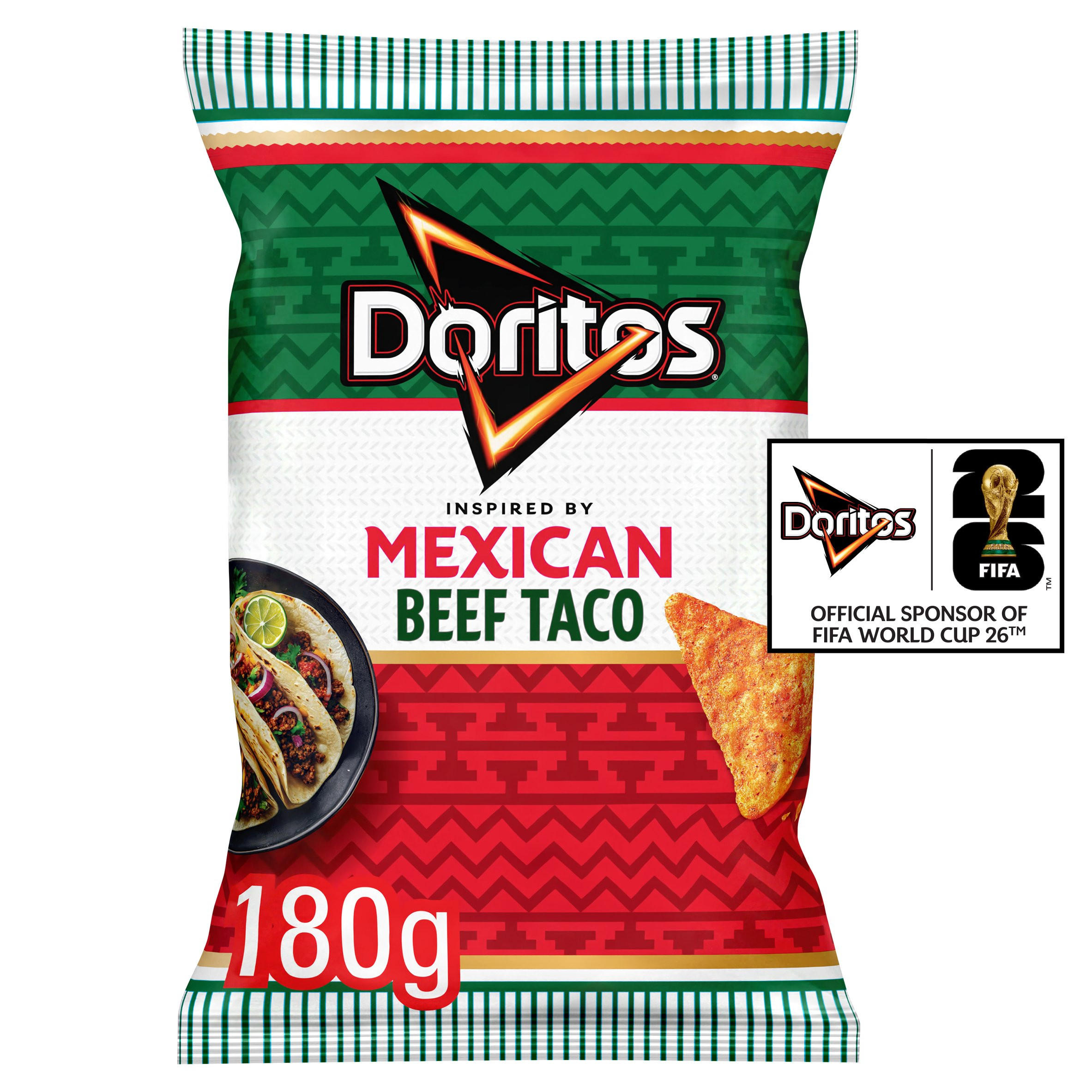 Doritos Sizzling Beef Taco Tortilla Chips Sharing Crisps 180g