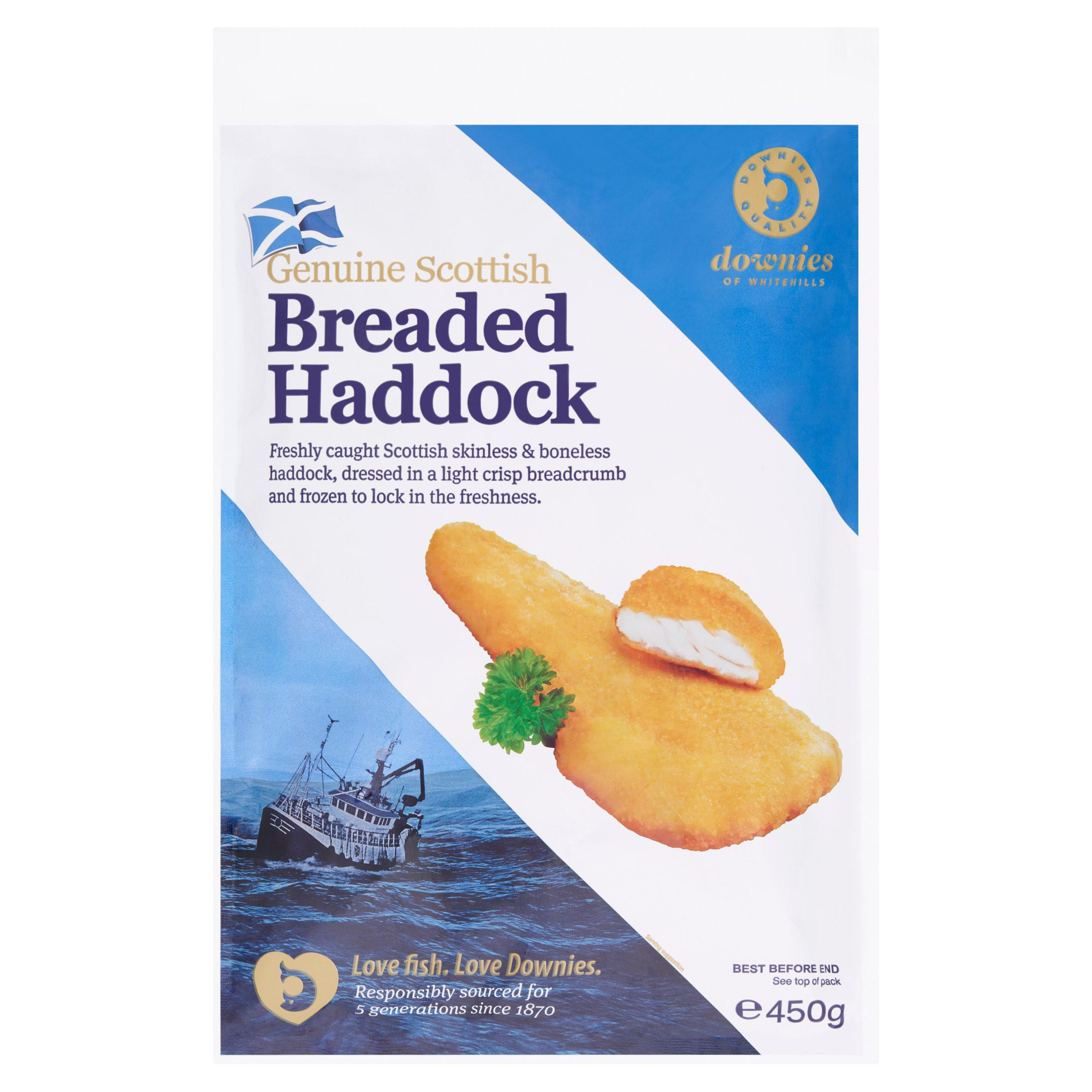 Downies of Whitehills Breaded Haddock 450g Battered & Breaded Fish