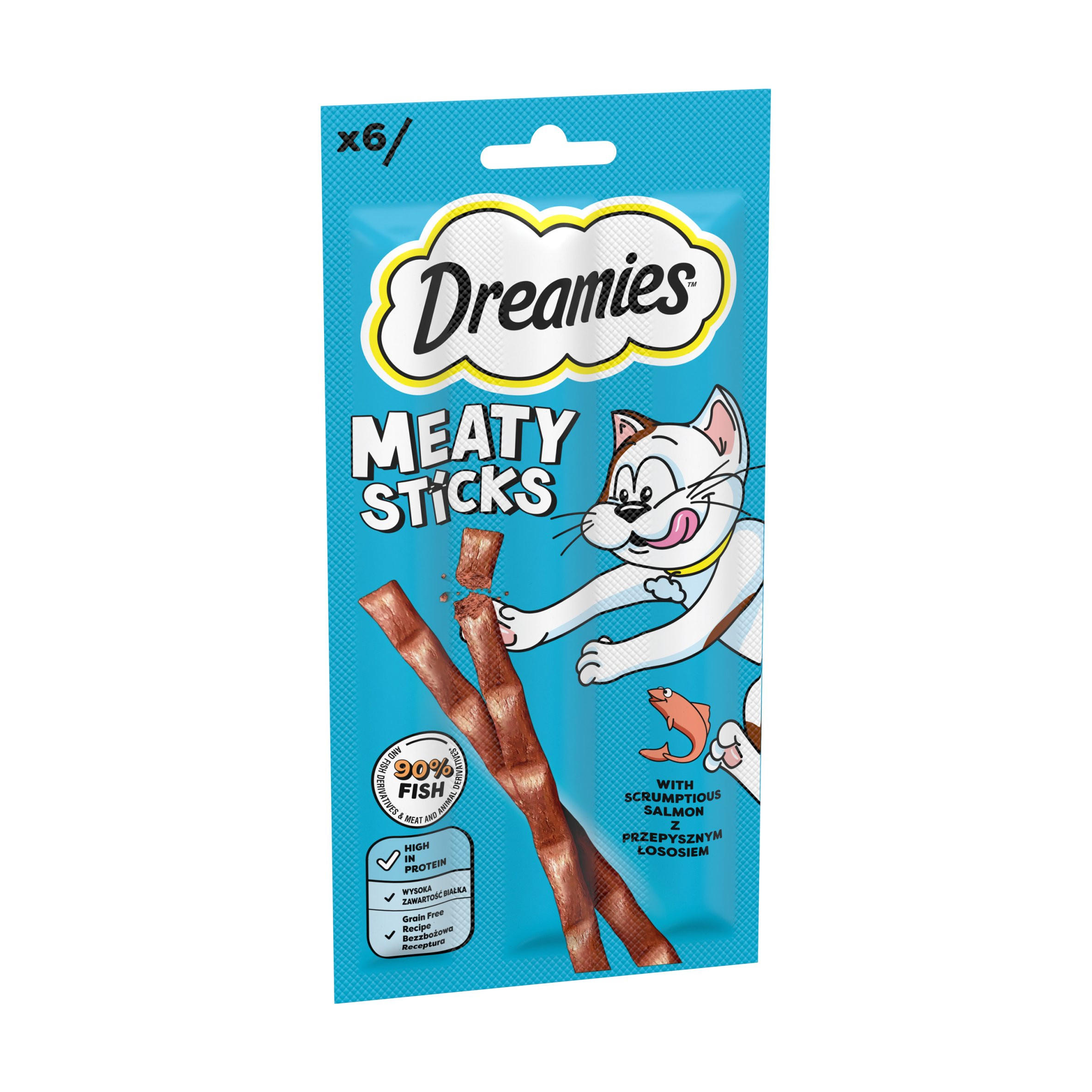 DREAMIES™ Meaty Sticks Adult Cat Treats with Scrumptious Salmon 30g