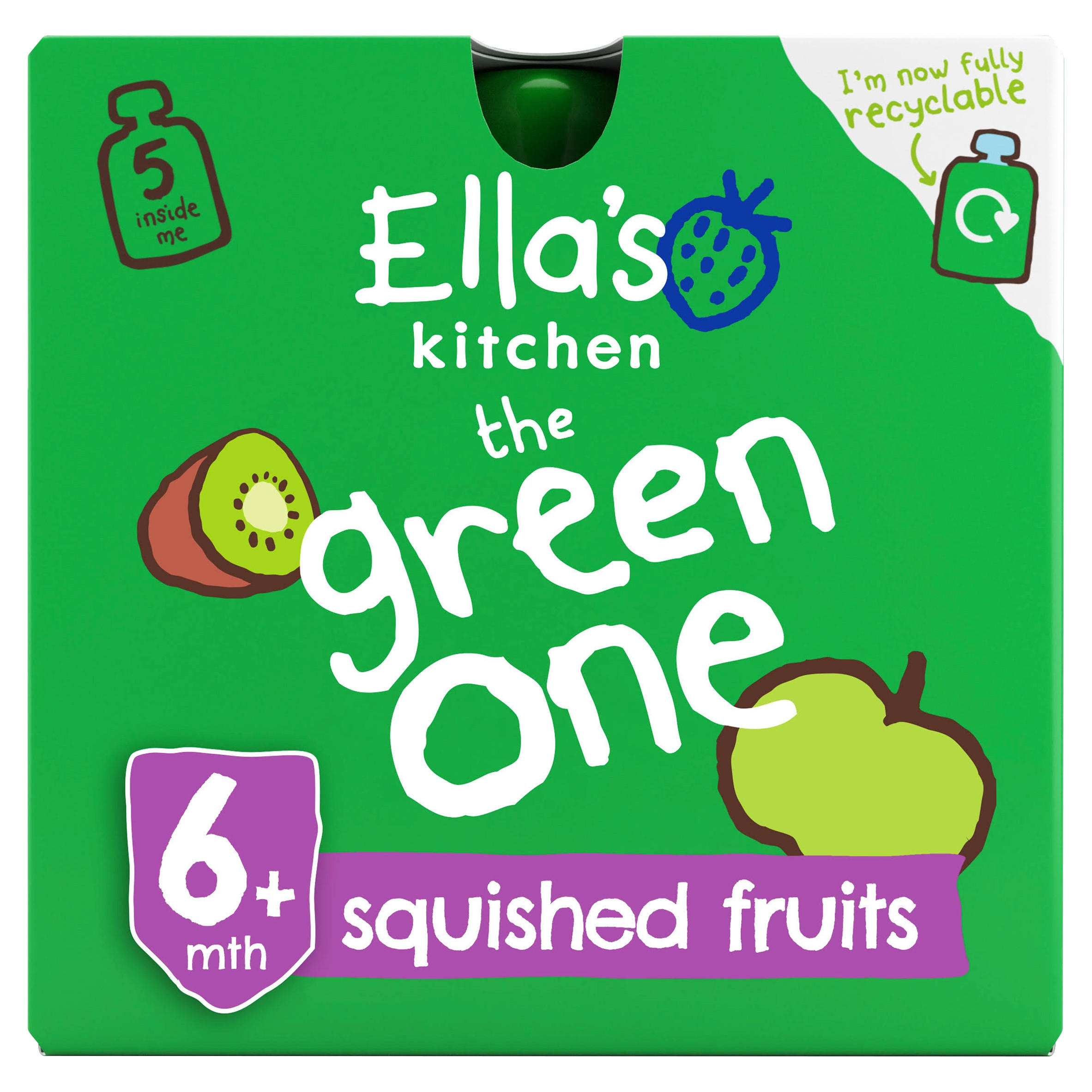 Ella's Kitchen The Green One Squished Smoothie Fruits 5 x 90g Baby
